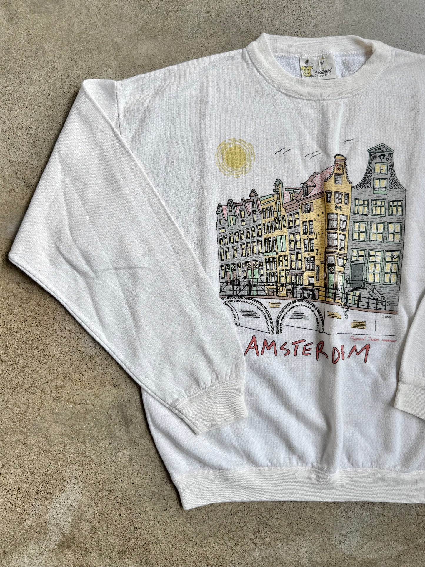 Vintage 1990s Holland Collection Amsterdam Graphic Crewneck Sweatshirt | Medium
