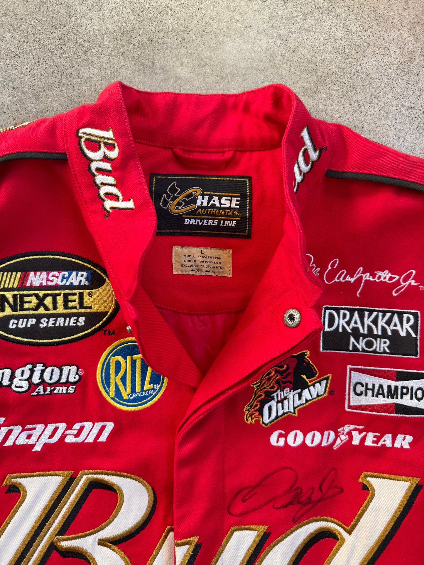 Vintage Chase Authentics NASCAR Autographed Dale Earnhardt Jr. Budweiser Racing Jacket | Large