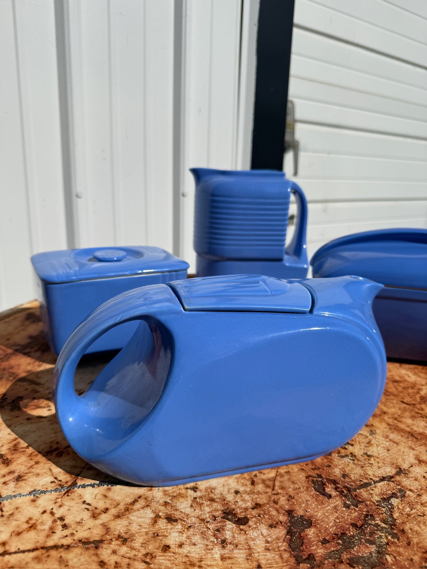 Vintage 1930s Hall China Co. Westinghouse Blue Refrigerator Dish Set