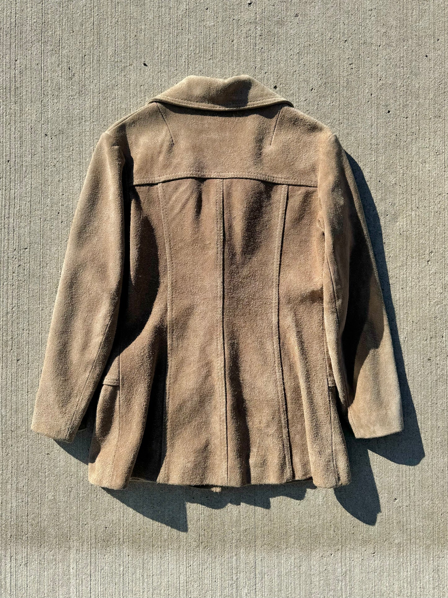 Vintage 1970s Neutral Suede Leather Jacket | Small