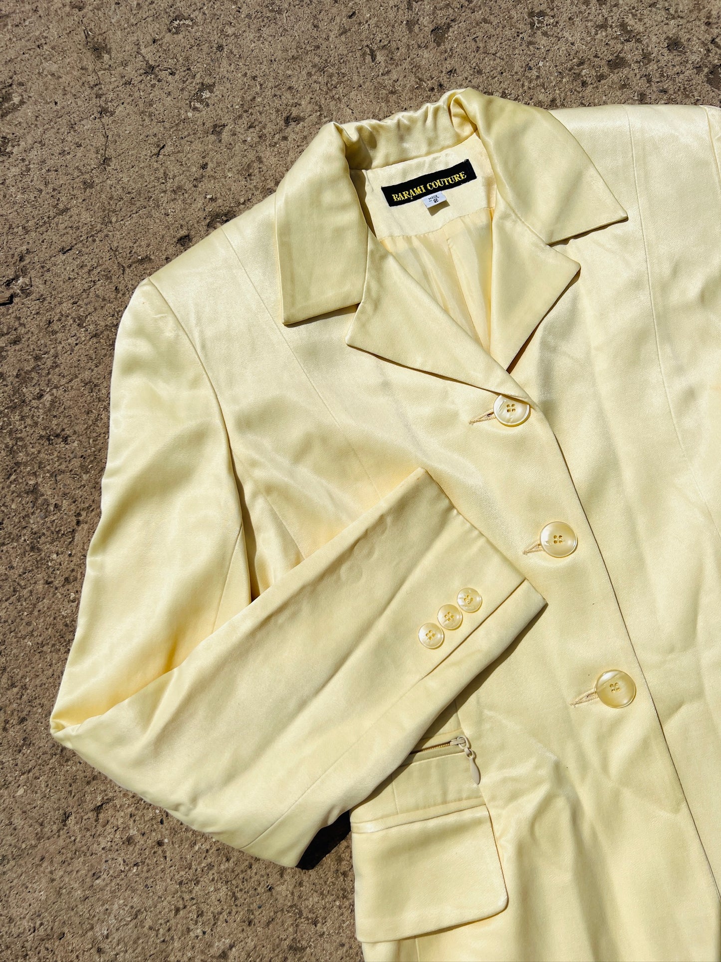 Vintage 1980s Barami Couture Yellow Two Piece Suit | XS/S