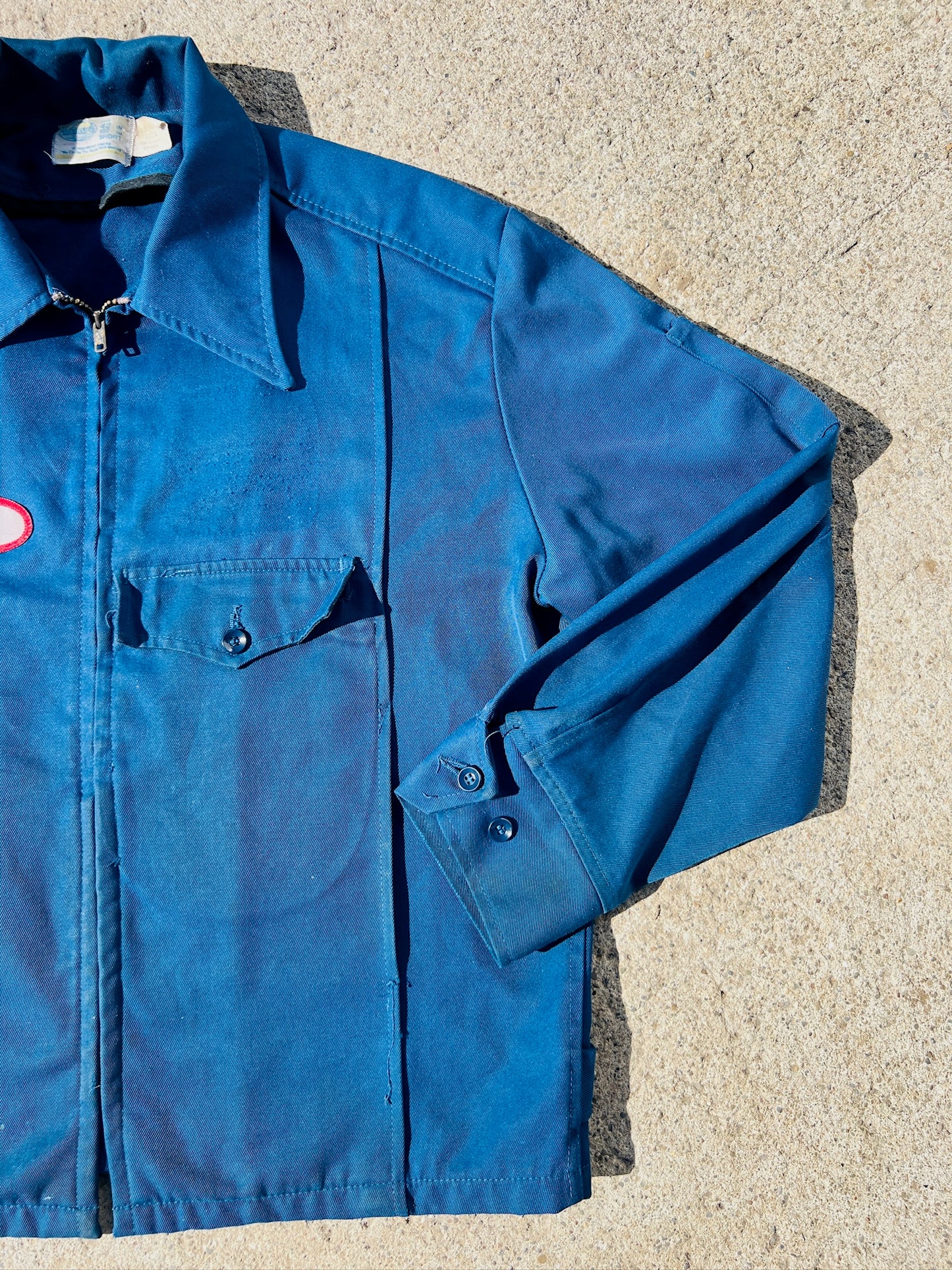 Vintage Riverside Distressed Canvas Zip-up Mechanic Jacket | Large