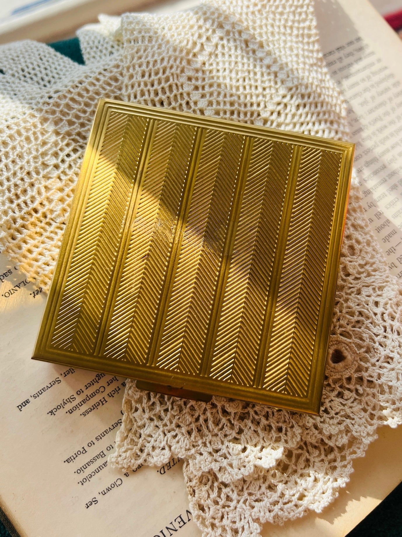 Vintage 1950s Brass Makeup Compact