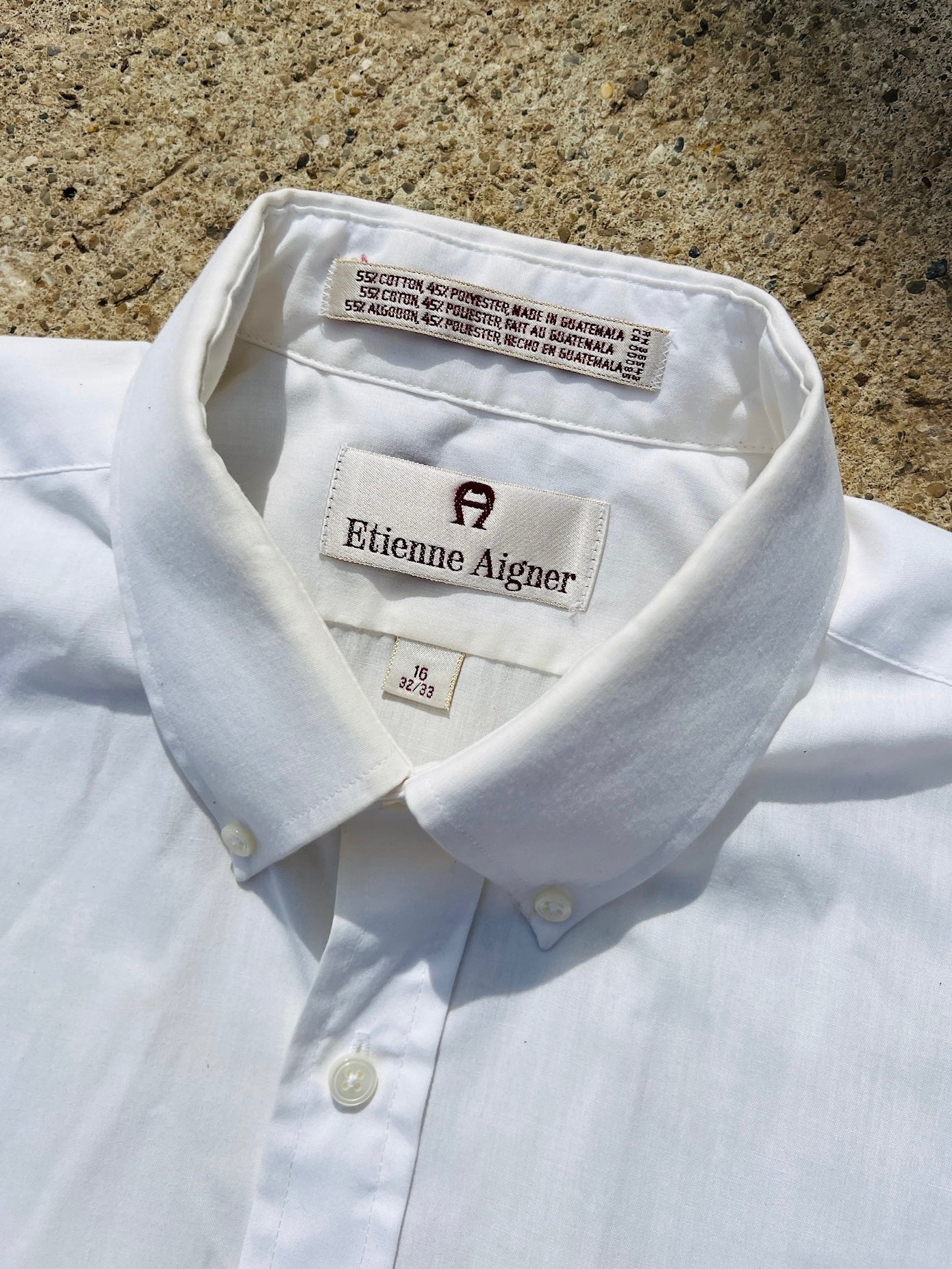 Vintage Etienne Aigner White Dress Shirt | Large