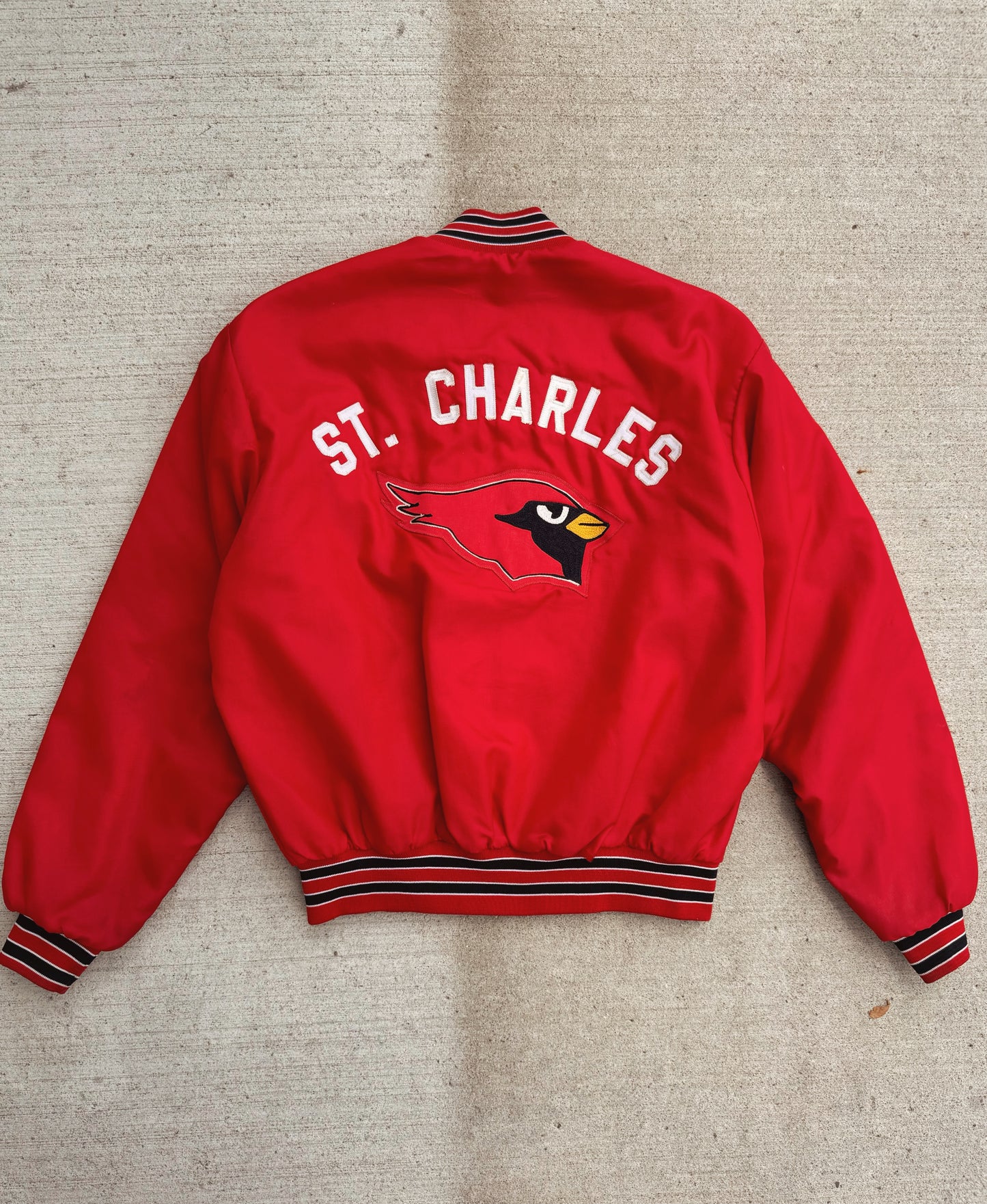 Vintage 1980s St. Charles Embroidered Varsity Bomber Jacket | Large