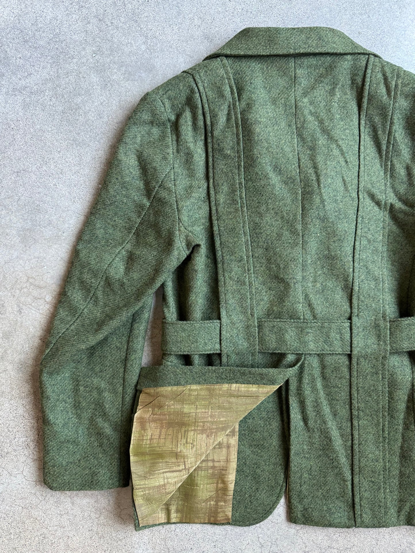 Vintage 1960s Santone Green Wool Belted Jacket | XS
