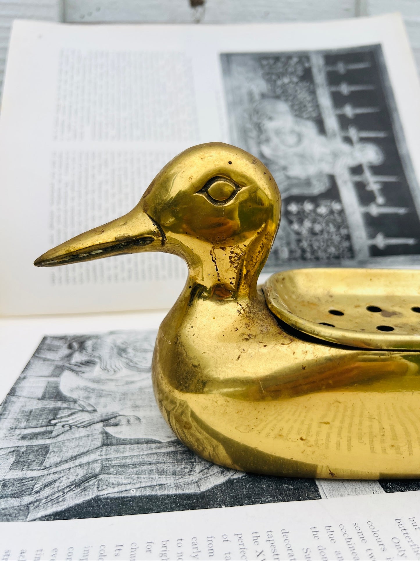 Vintage 1960s Solid Brass Duck Soap Dish