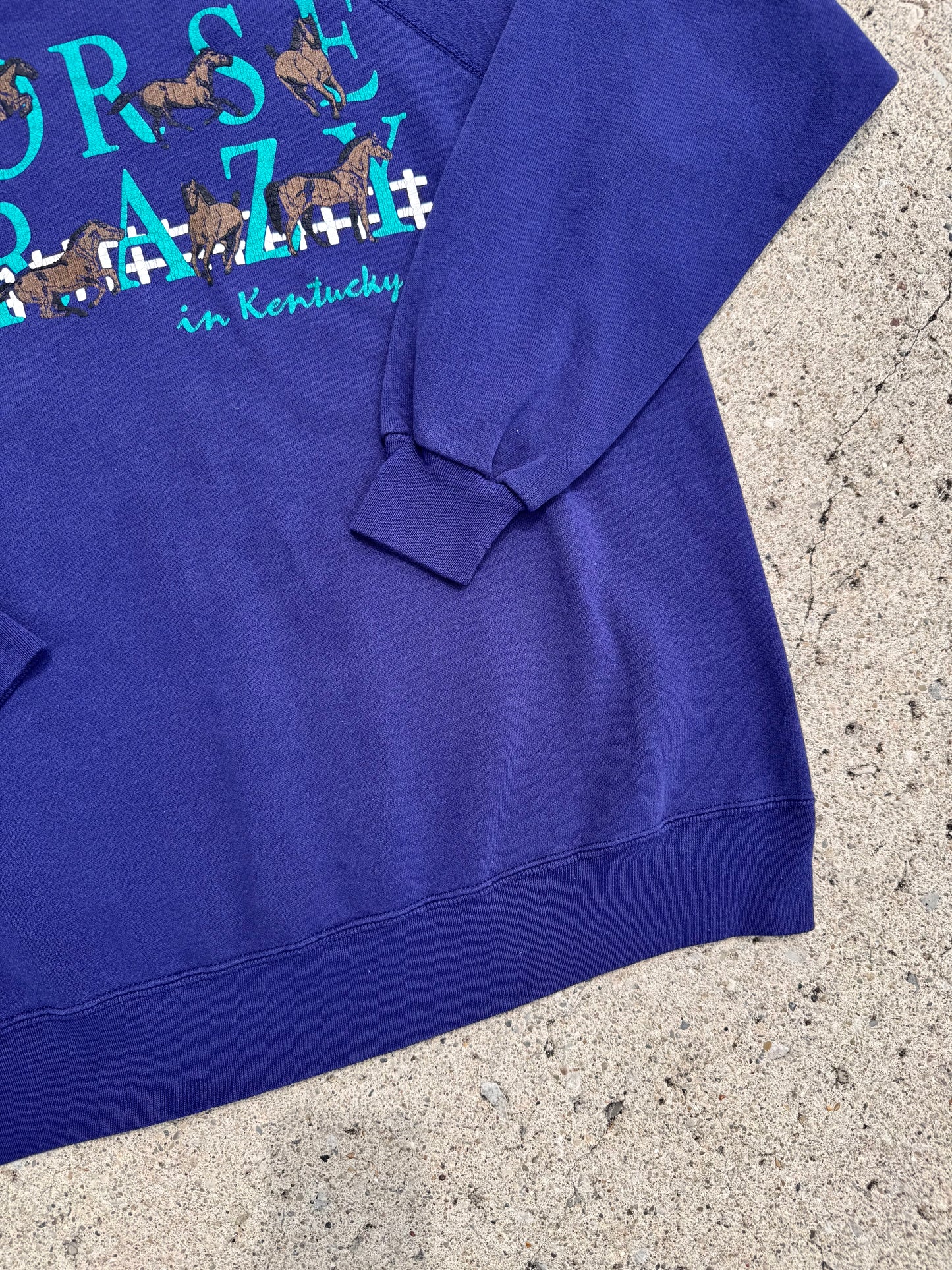 Vintage 1992 "Horse Crazy in Kentucky” Purple Raglan Sweatshirt | Large