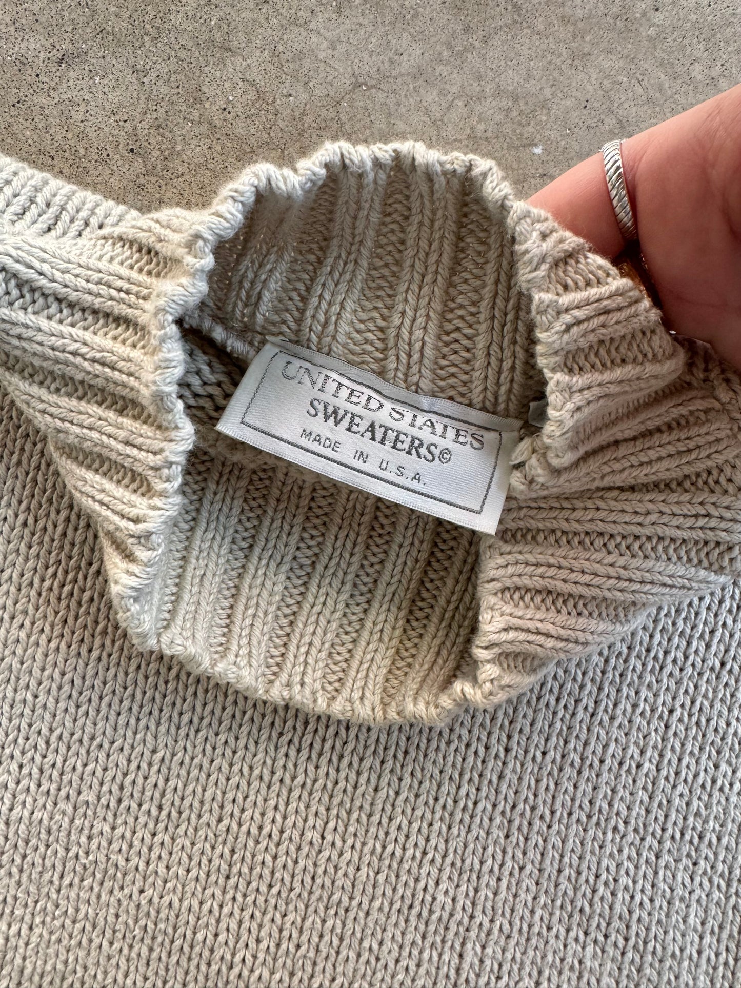 Vintage 1990s United States Sweaters Sleeveless Mock Neck Cotton Knit Top | Medium