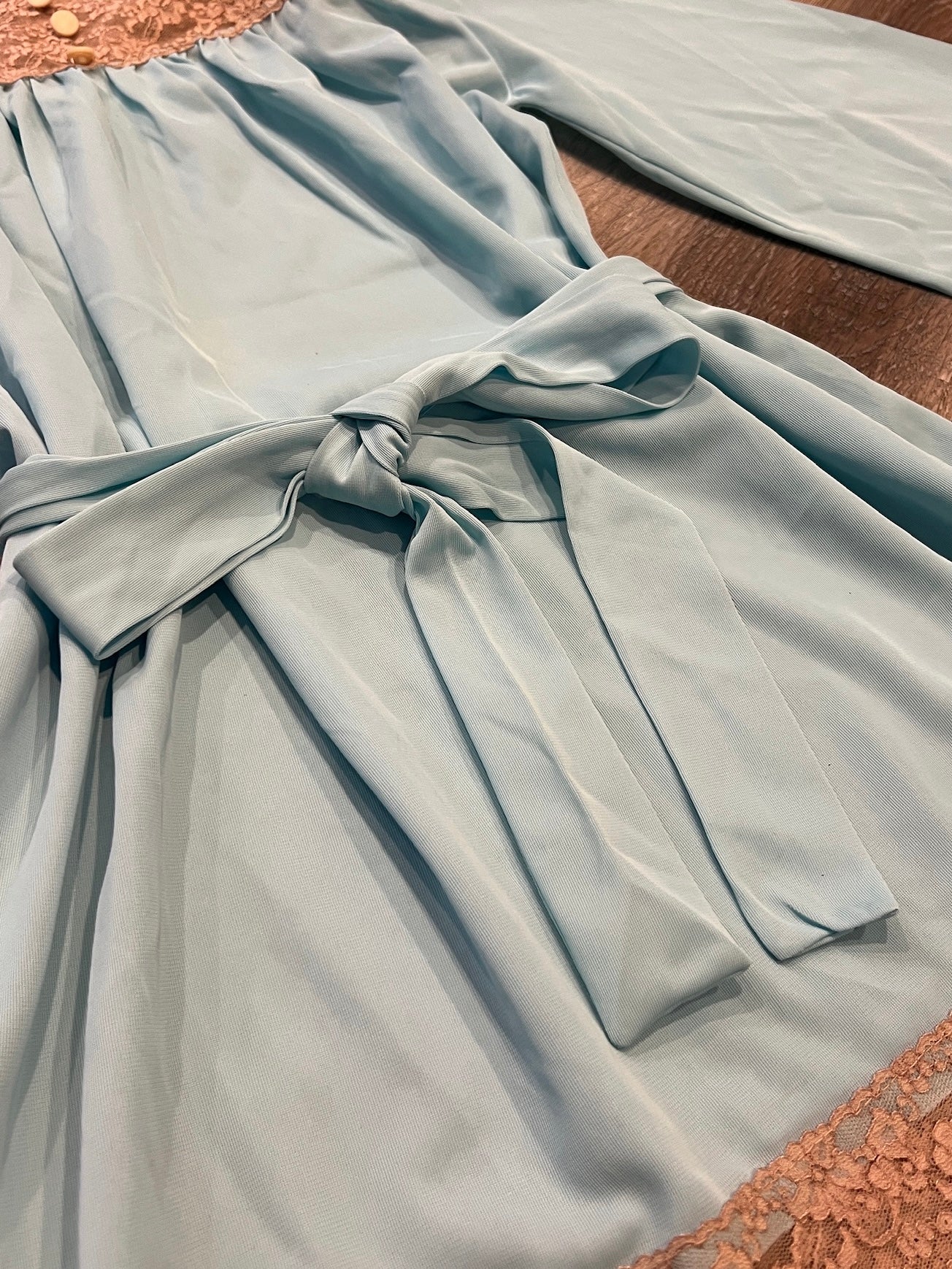 Vintage 1960s Lisette Al Sterling Blue Lace Trim Nightie | Small