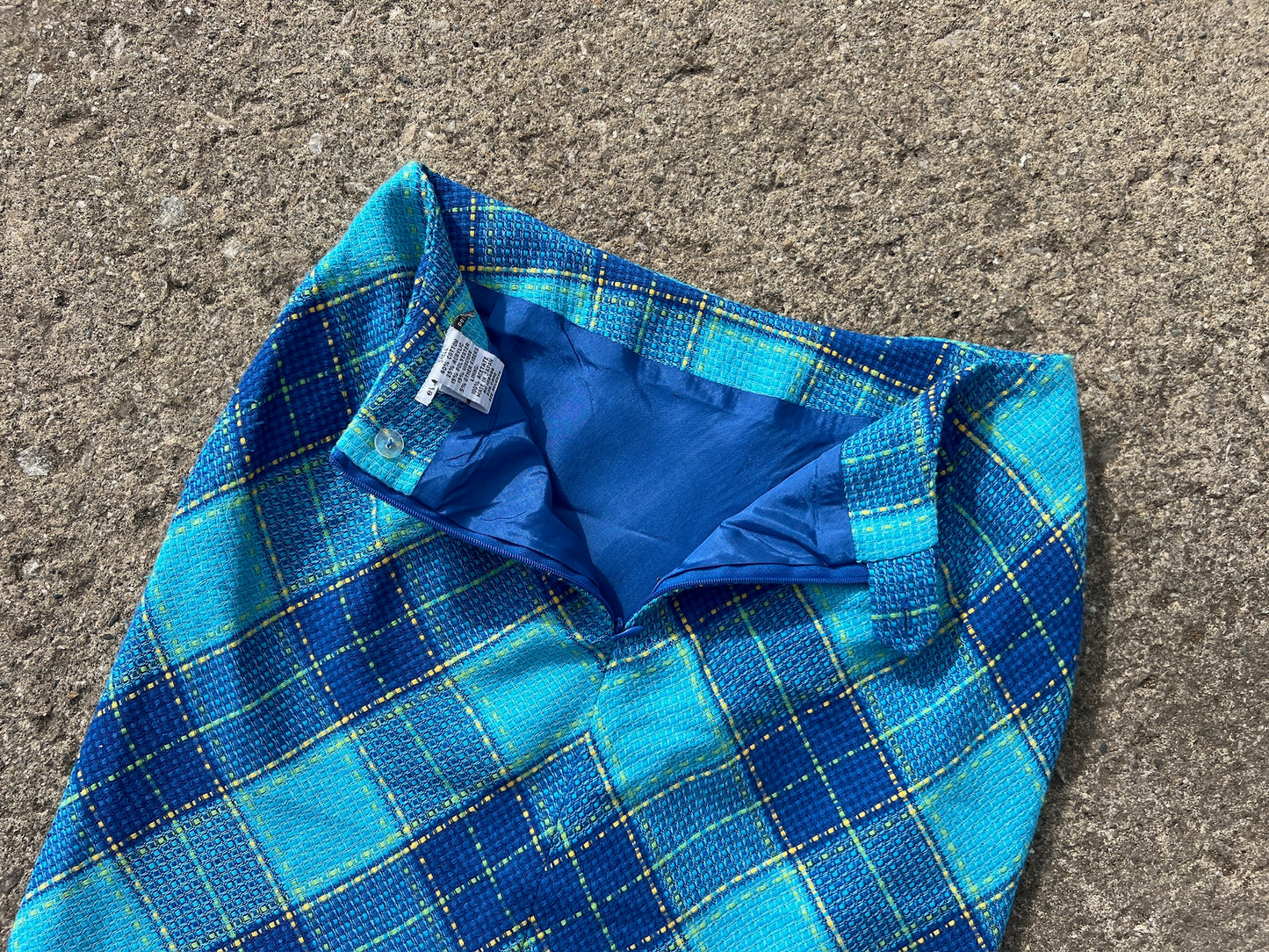 Vintage 1990s Blue Argyle Plaid Pencil Skirt | XS/S