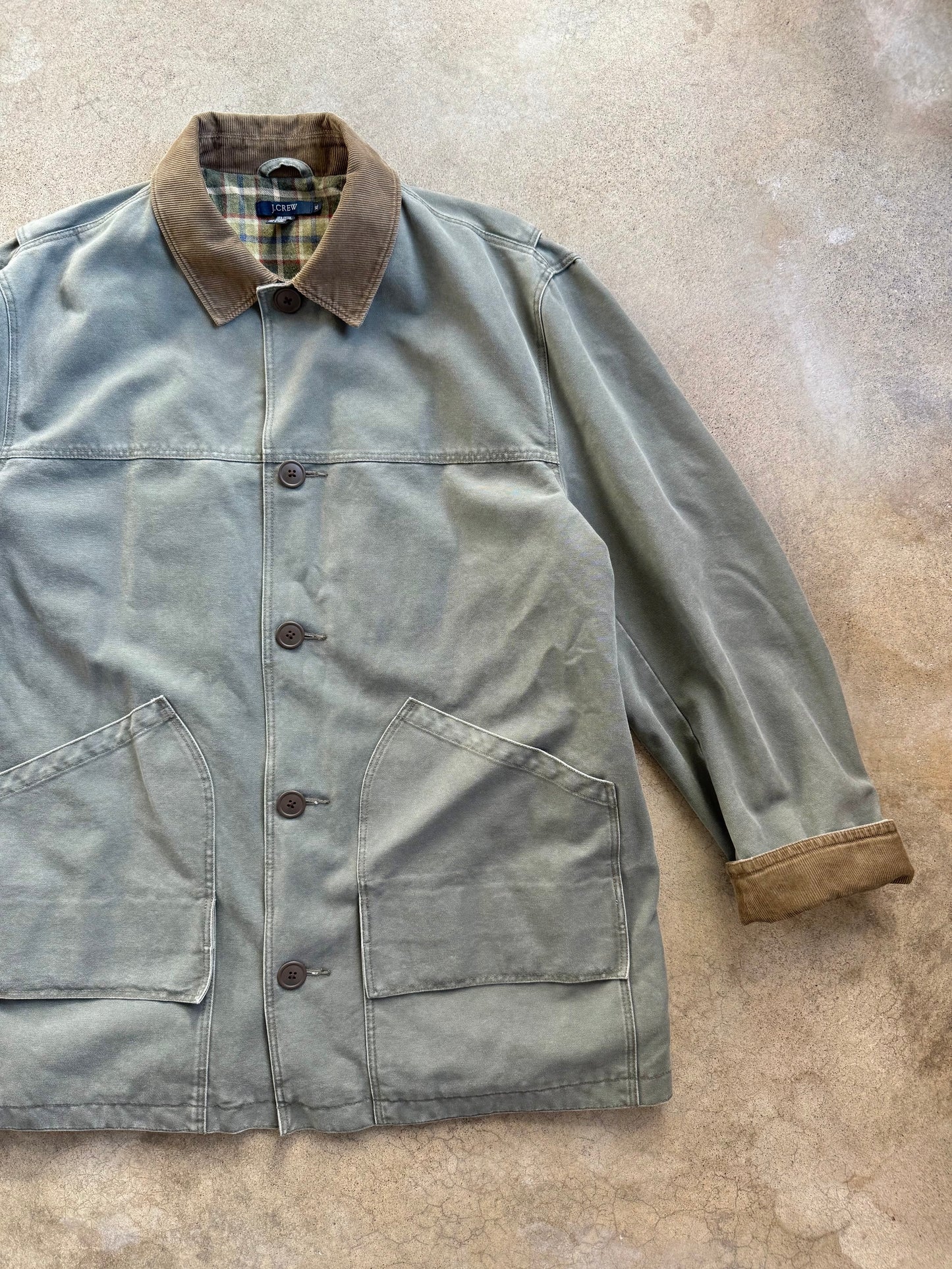 Vintage 1990s J.Crew Flannel Lined Canvas Barn Coat | XL