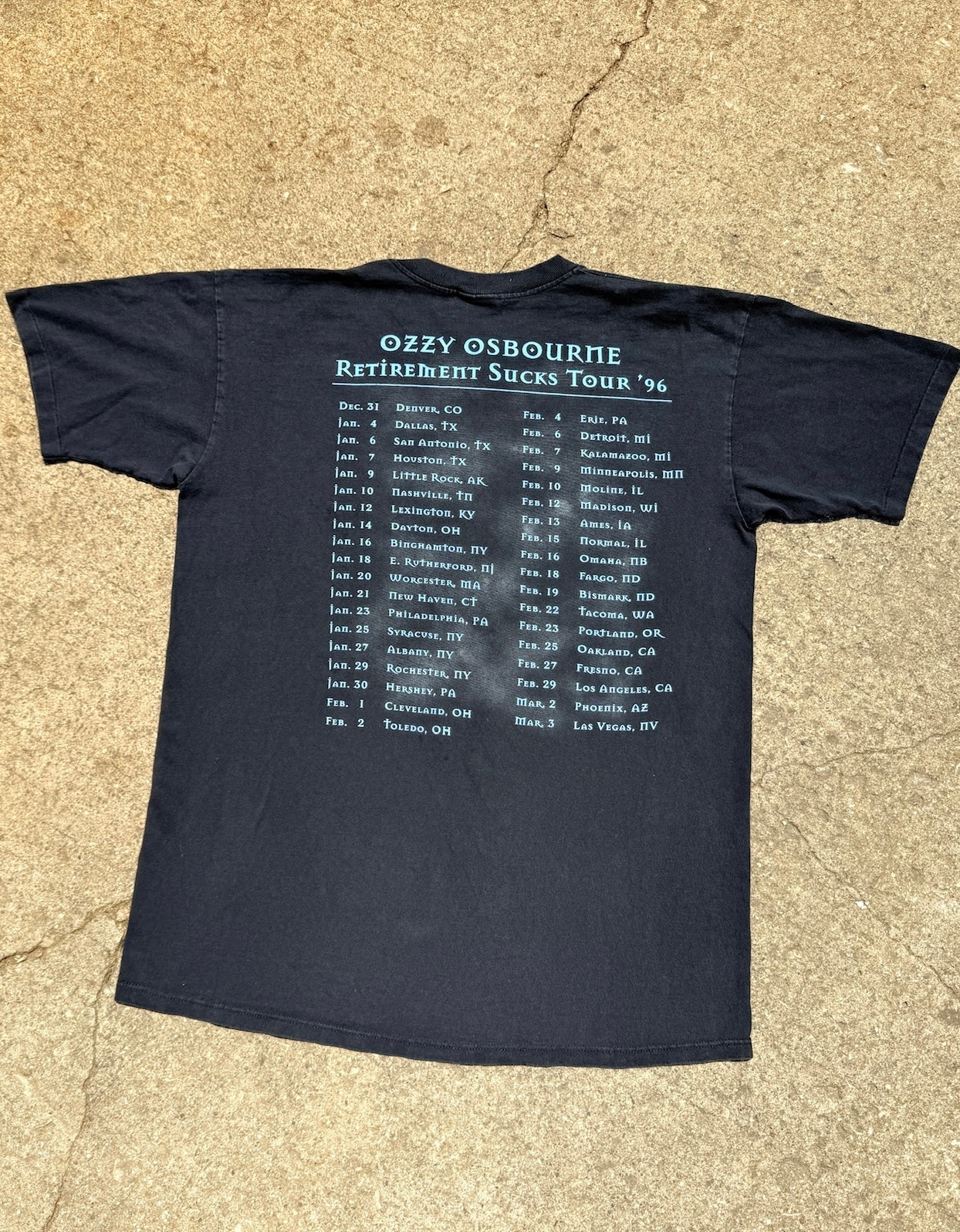 Vintage 1995 Ozzy Osbourne Retirement Sucks Tour Black Band Tee | Large