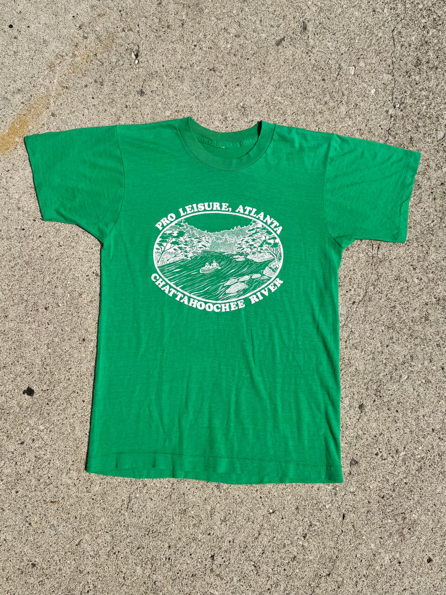 Vintage 1980s Green Chattahoochee River Two-Sided Graphic Tee | S/M