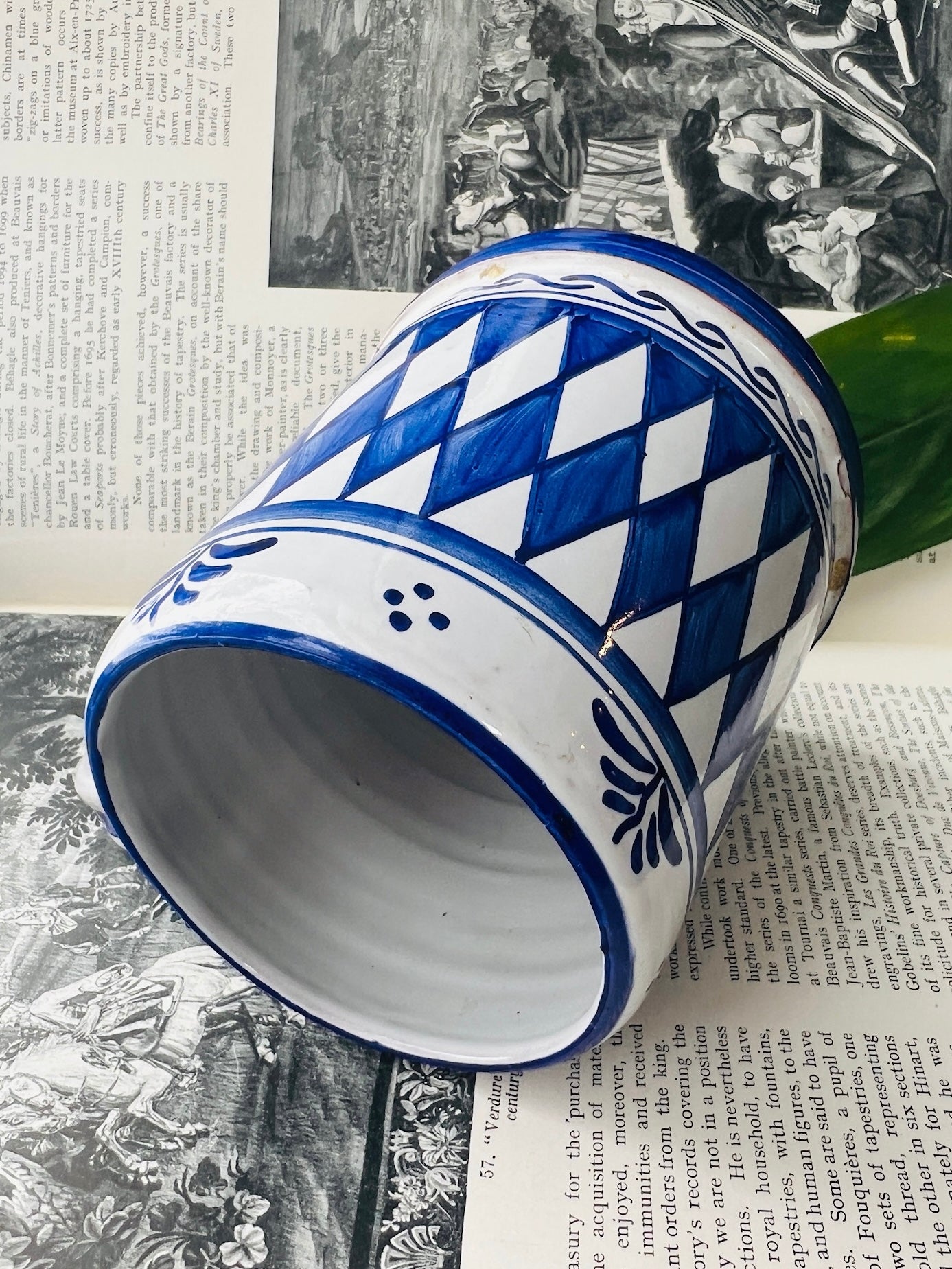 Vintage Signed Ceramic Blue & White Hand Painted German Stein Mug