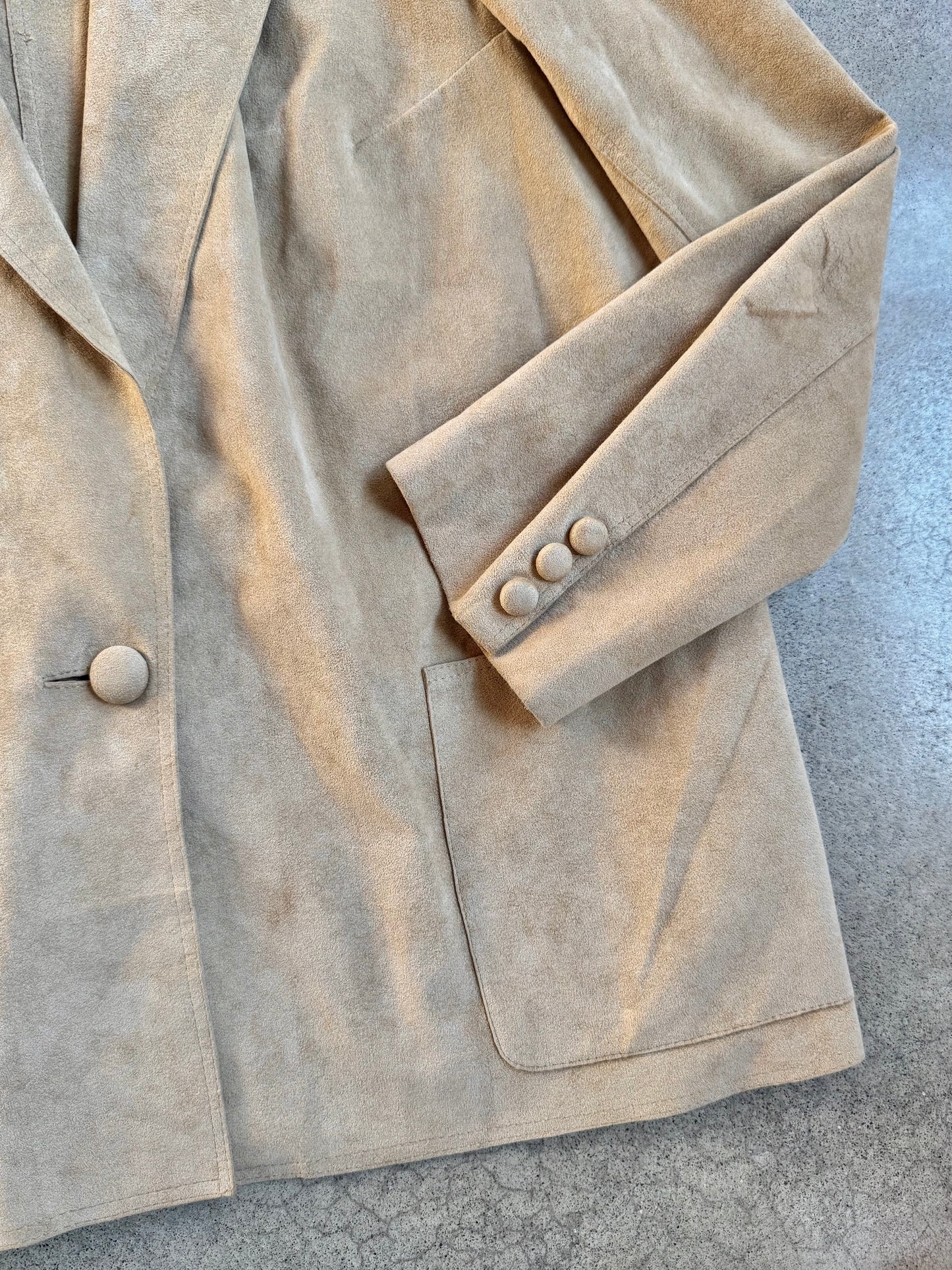 Vintage 1970s Faux Suede Tan Blazer | Large