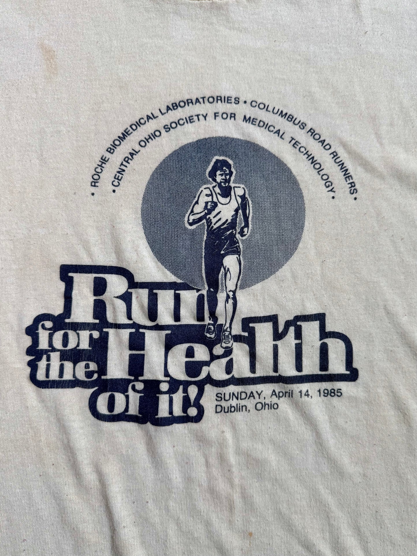 Vintage 1980s Run for Health Graphic Tee | Large