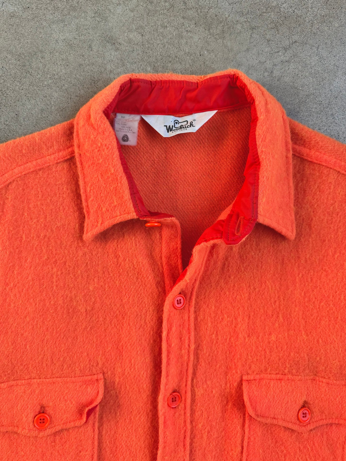 Vintage 1980s Woolrich Orange Wool Utility Overshirt | XL
