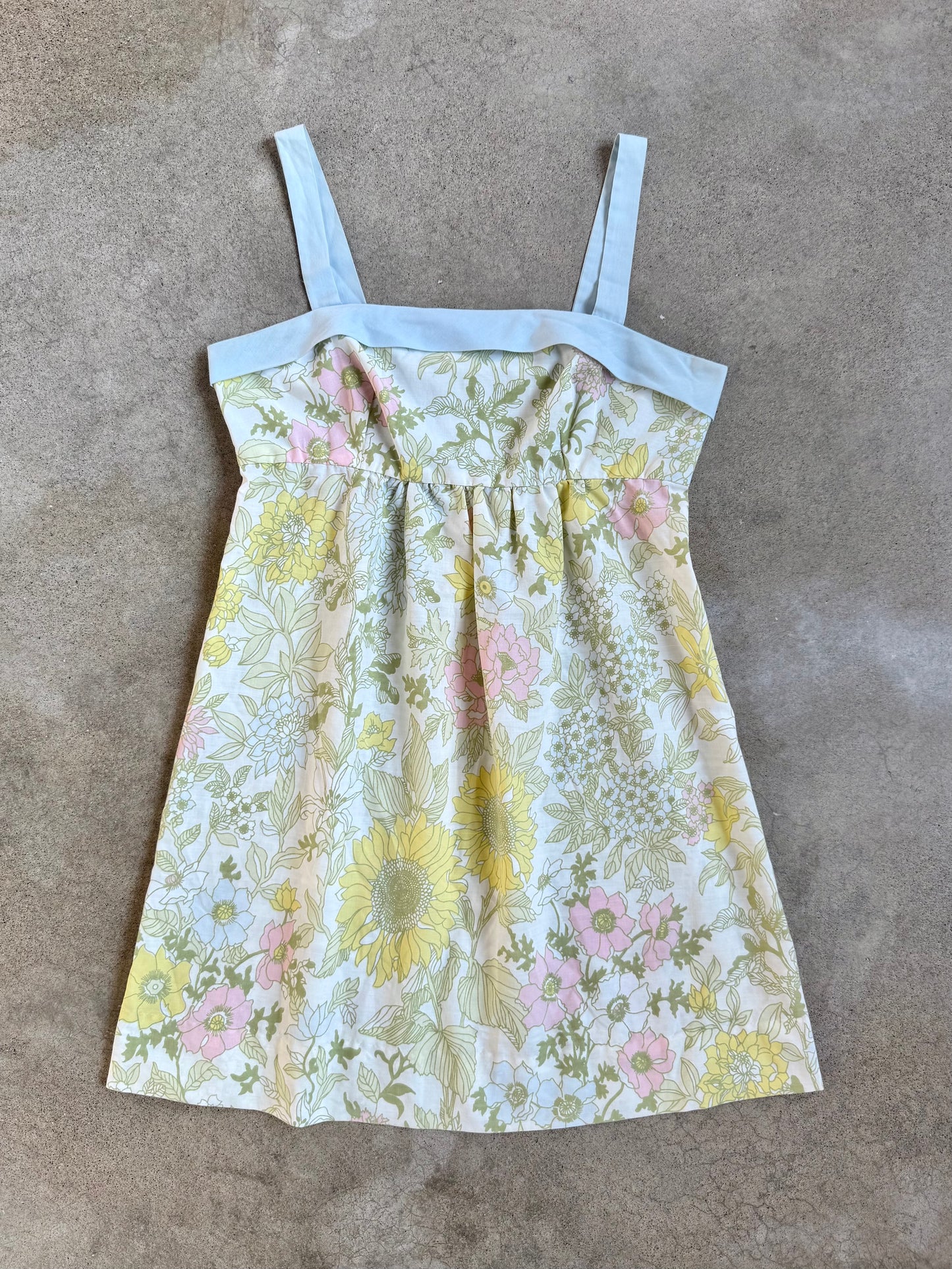 Vintage 1970s Handmade Floral Babydoll Mini Dress | S/M