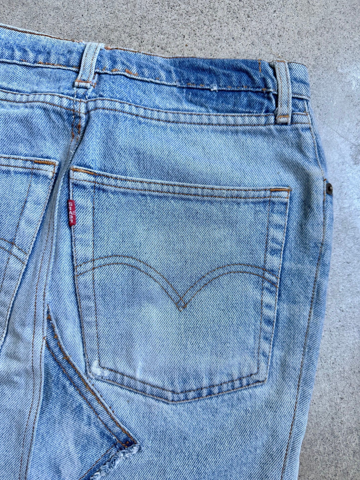 Vintage 1970s/80s Levi’s Distressed Reworked Denim Skirt | Waist 30”