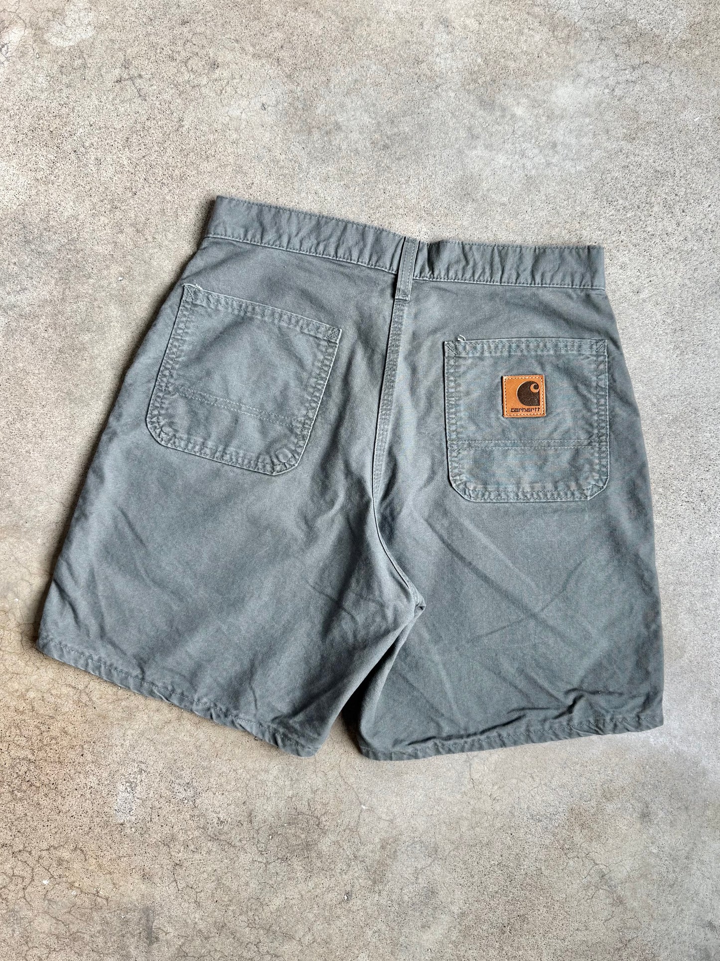 Vintage 1990s Carhartt Grey Canvas Utility Work Shorts | Waist 30”