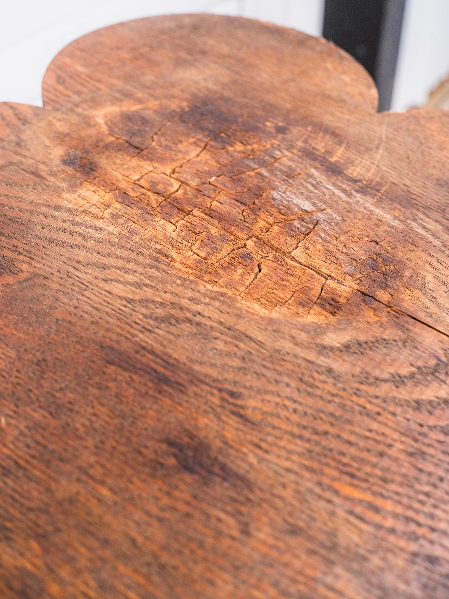 Antique 1920s Arts & Crafts Handmade Clover Shaped Wooden Table