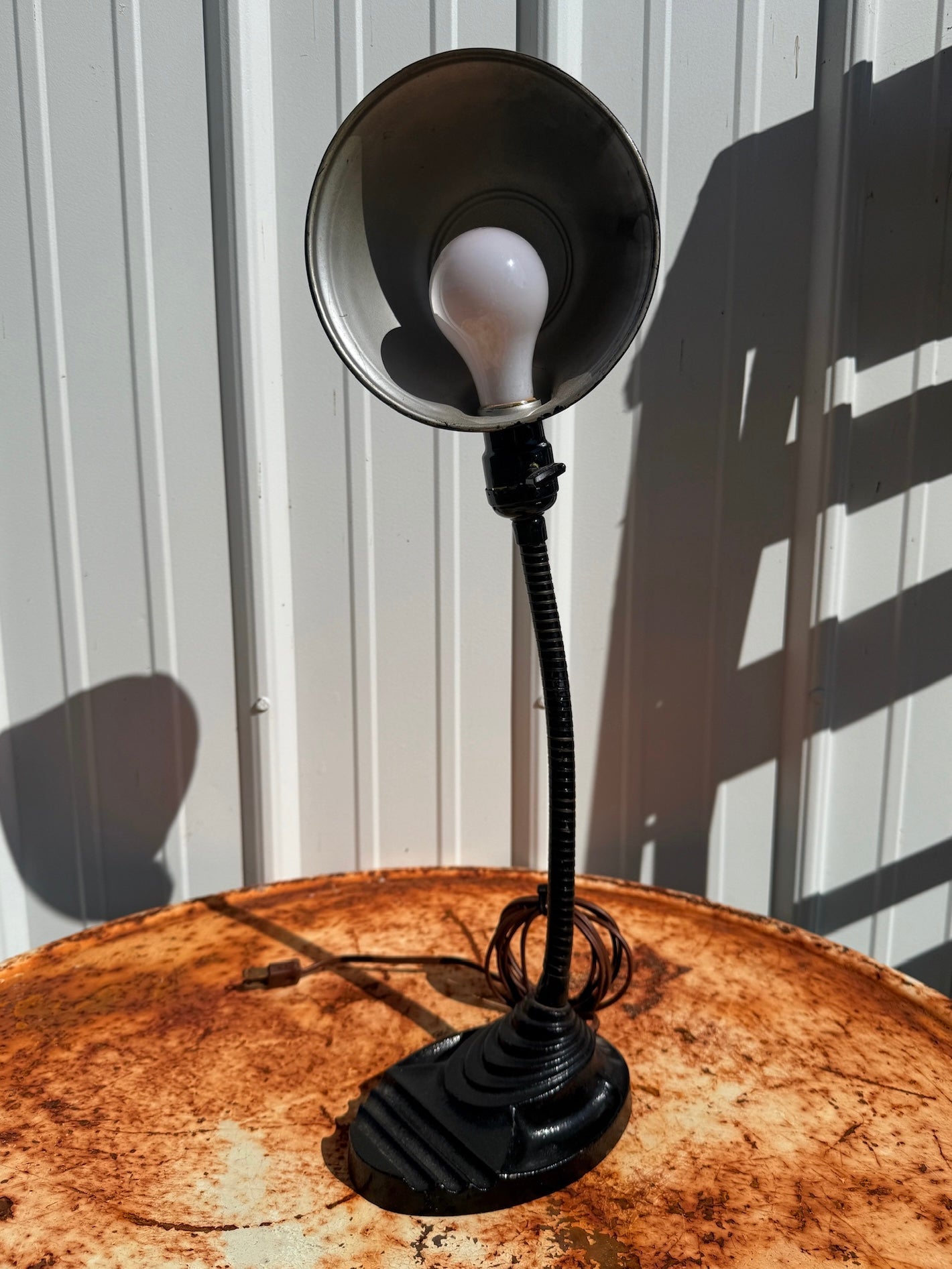 Vintage 1930s Cast Iron Gooseneck Desk Lamp