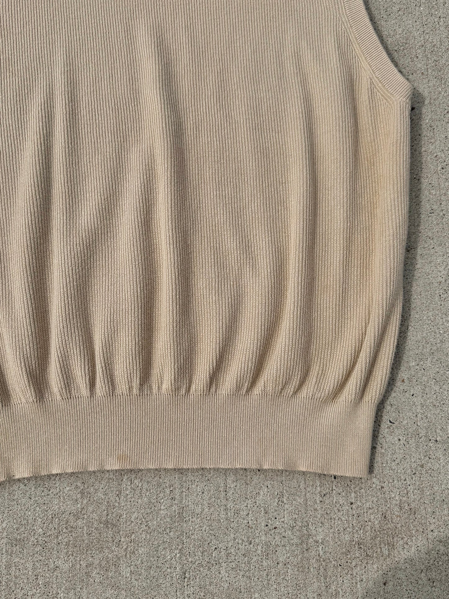 Vintage 1990s Greg Norman Beige Cotton Sweater Vest | Large