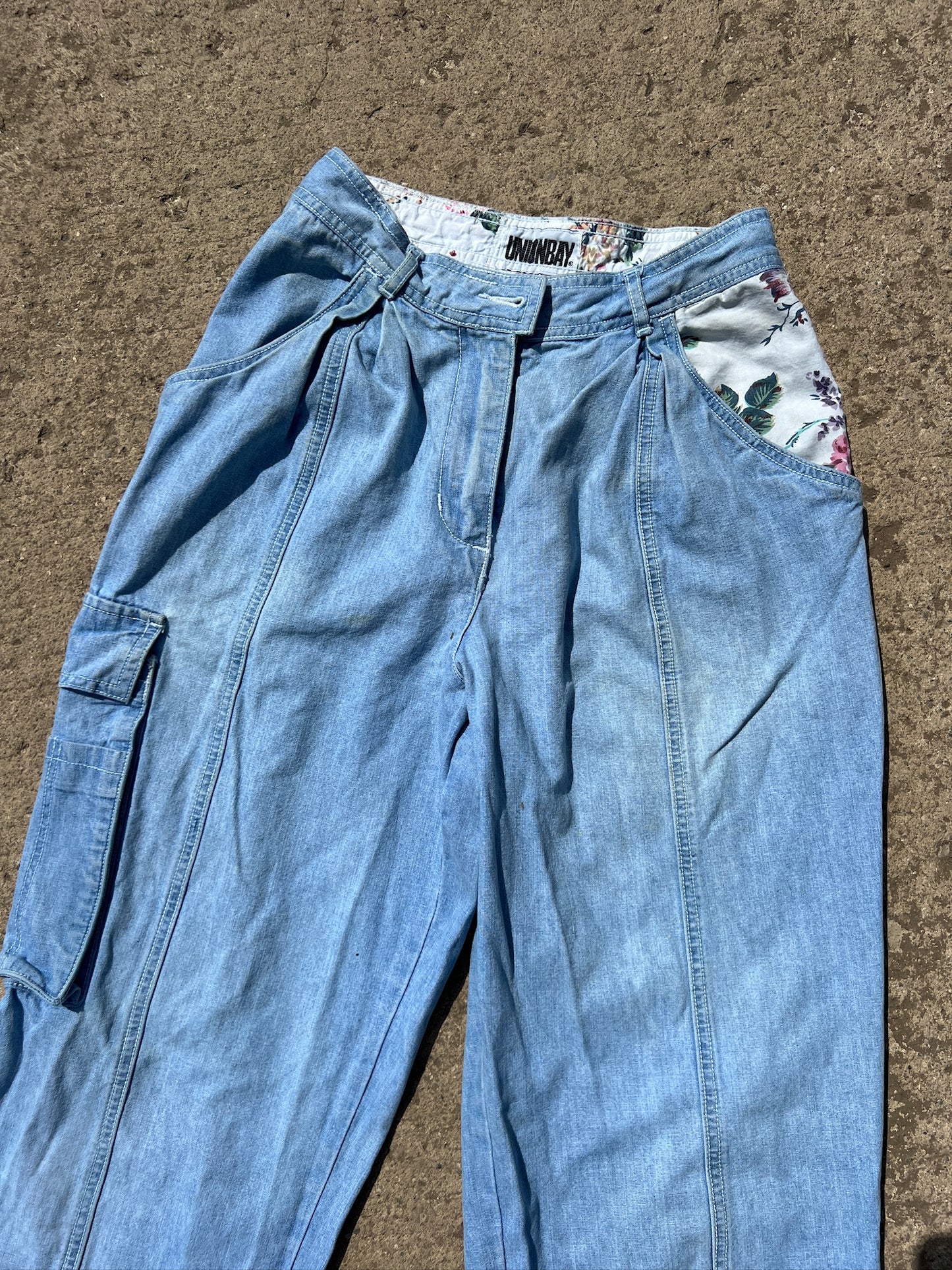 Vintage 1980s Unionbay Patchwork Cargo Jeans | Small