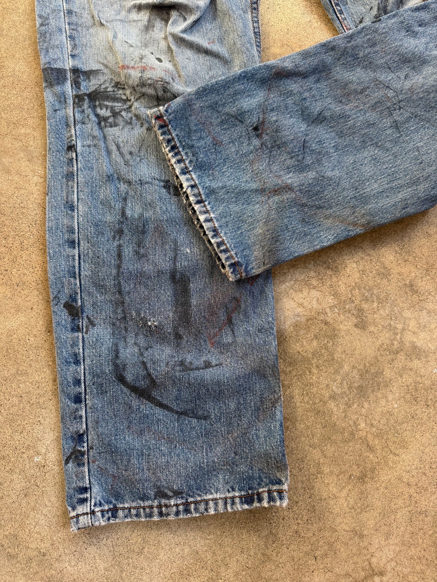 Vintage 1990s Arizona Jean Co. Distressed Paint Splatter Jeans | Waist 38”