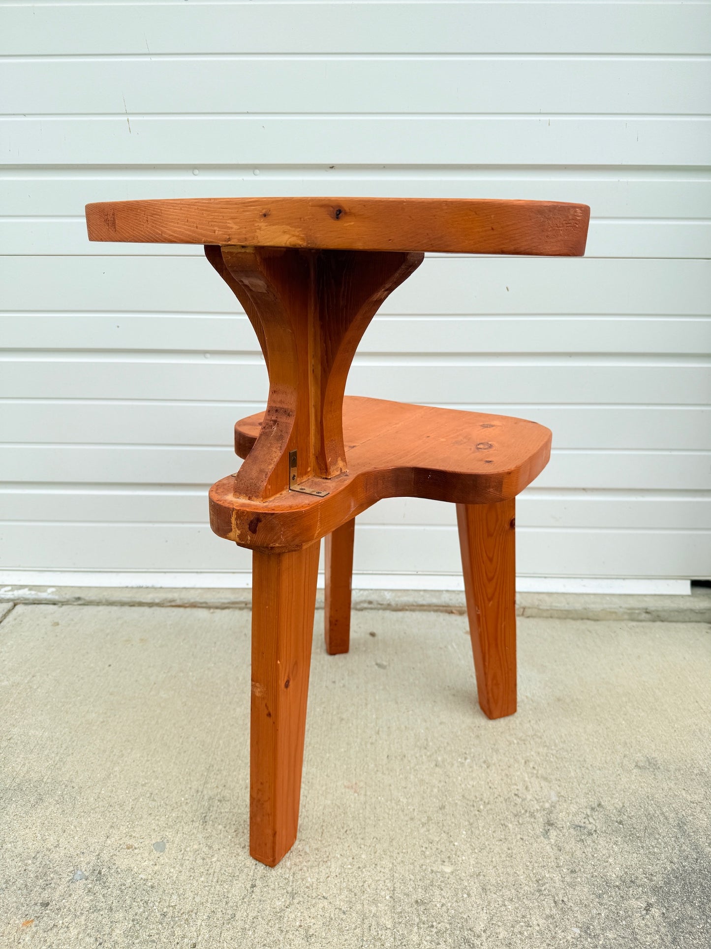 Vintage Wooden Three Legged Smokers Chair