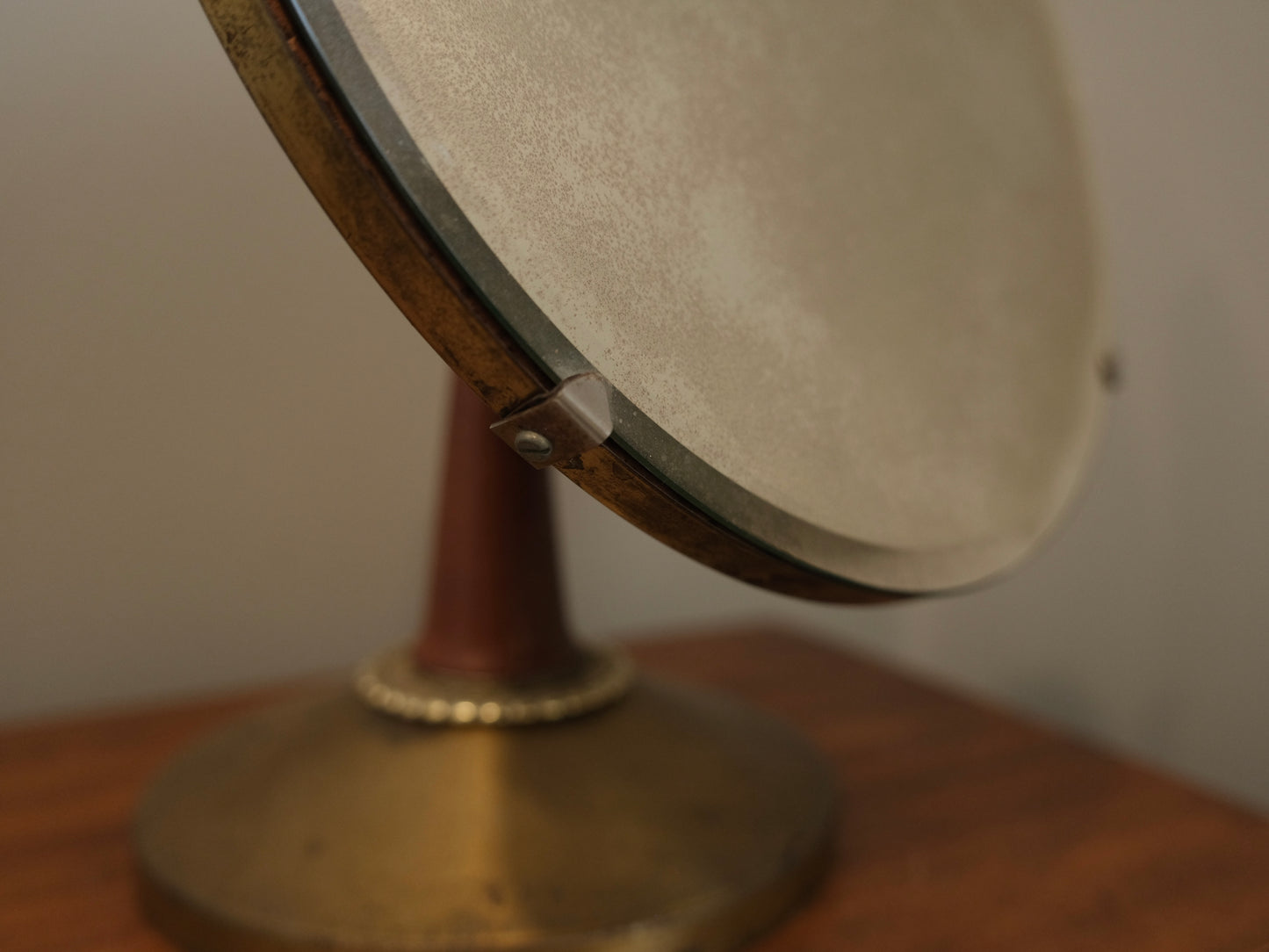 Vintage 1920s/30s Circular Brass Pedestal Mirror