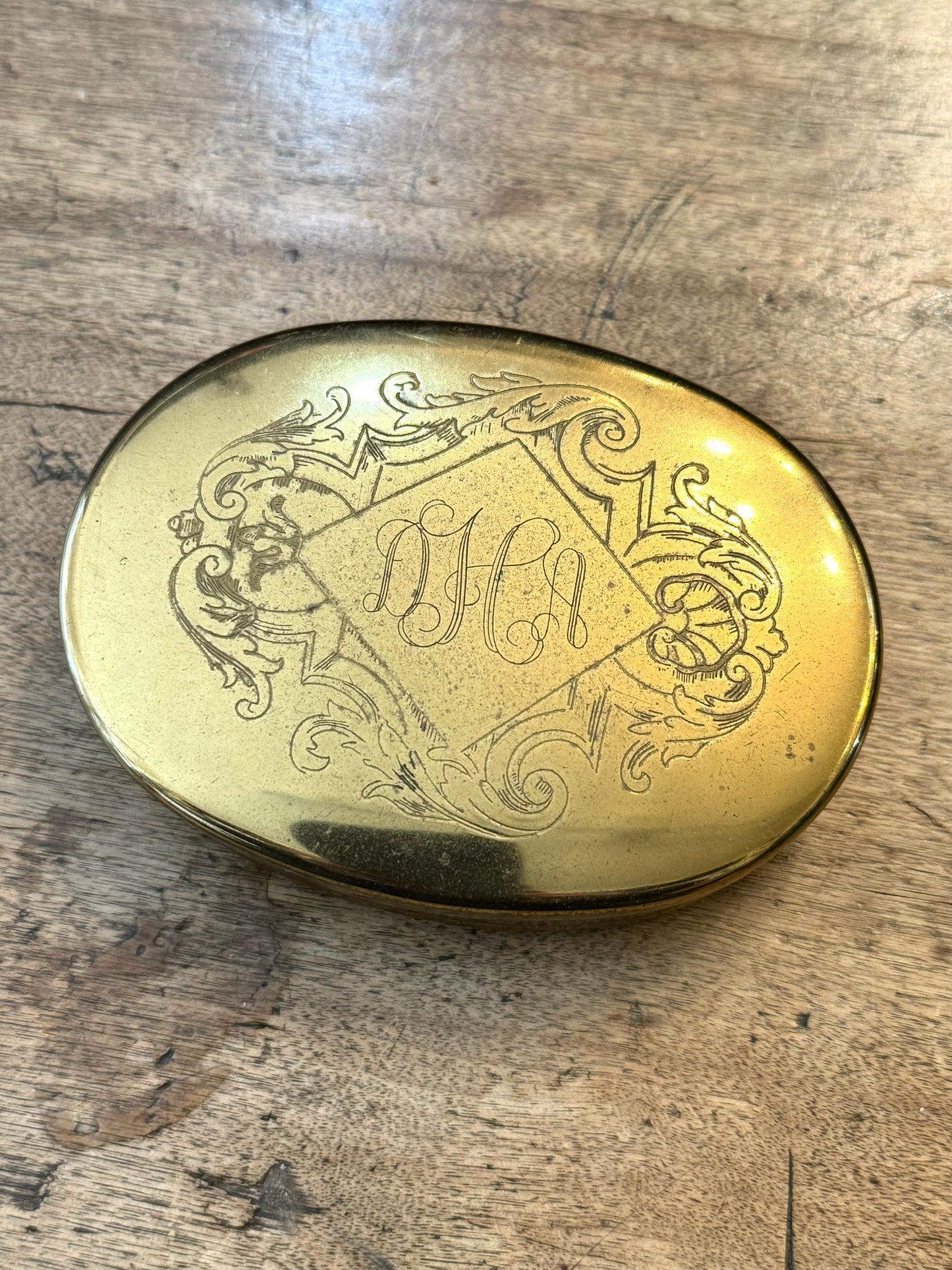 Vintage Virginia Metalcrafters Brass Monogrammed Trinket Box