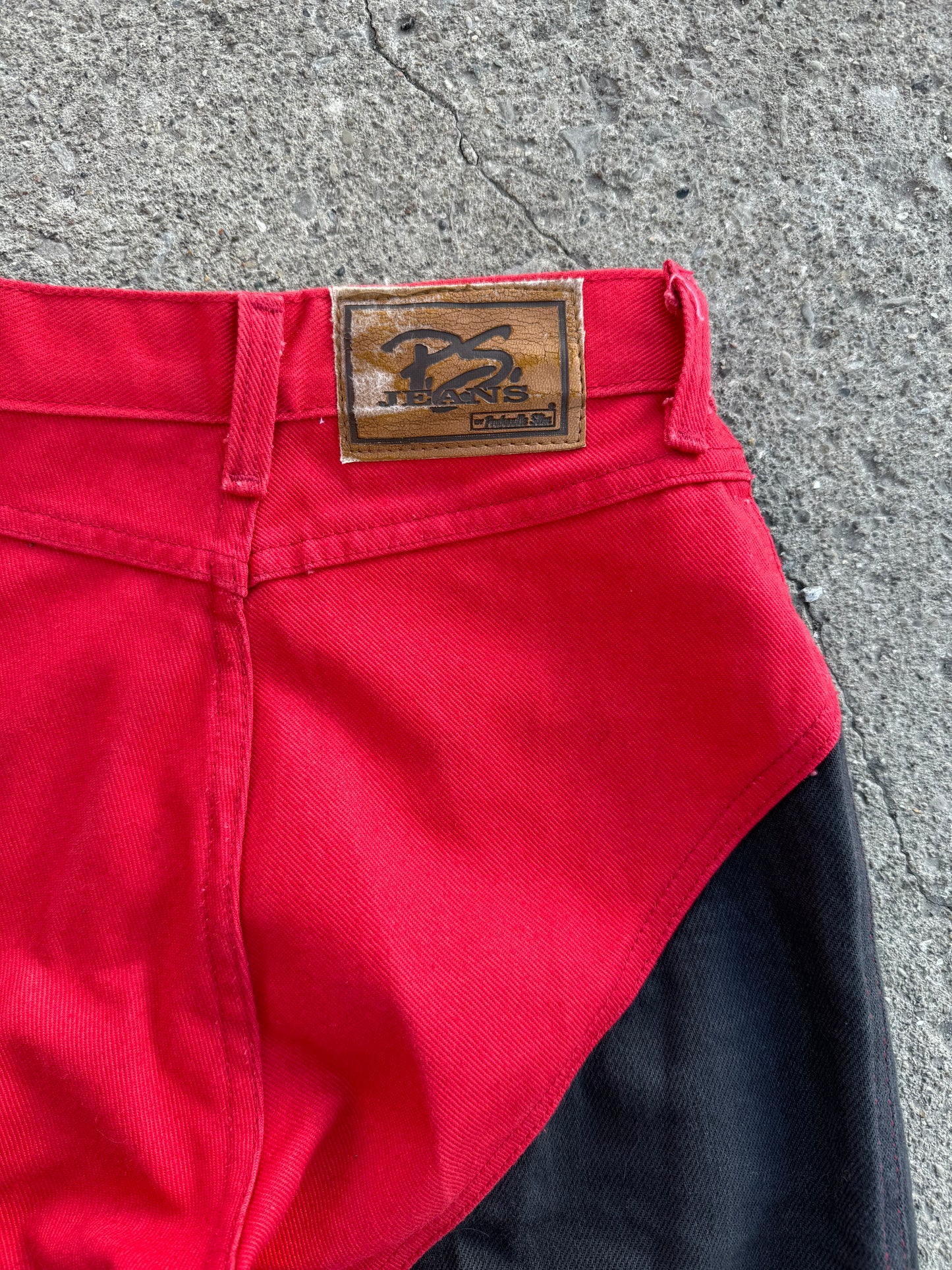 Vintage Panhandle Slim Red & Black High-Waisted Jeans | XS