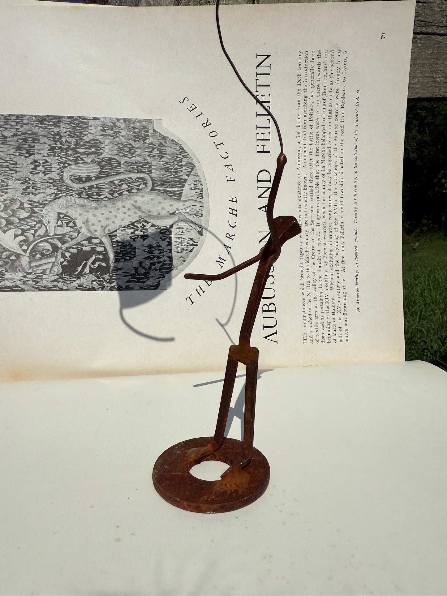 Vintage 1970s Metal Welded "Man Flying Kite" Statue