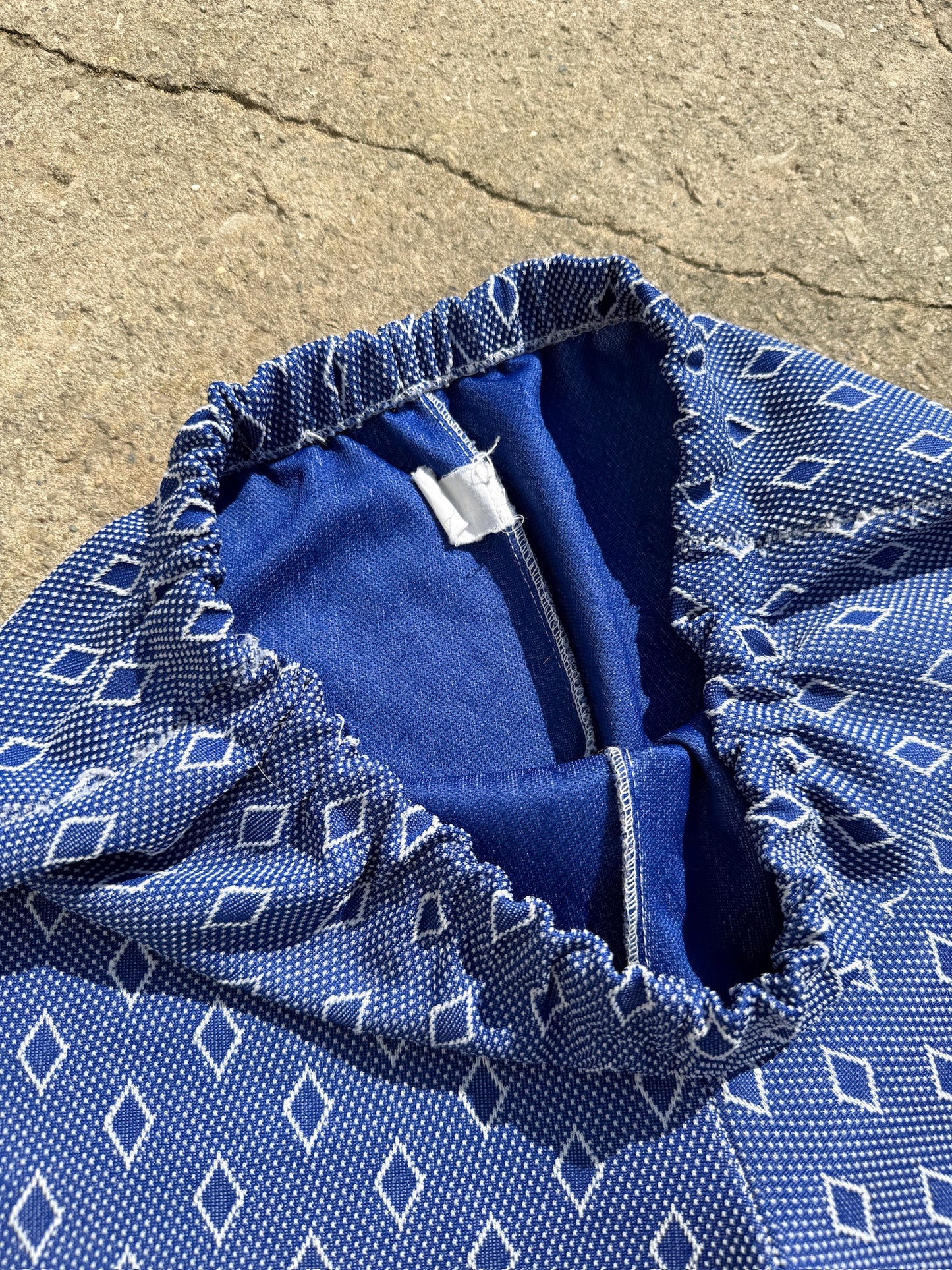Vintage Diamond Pattern Polyester Pants | S-M