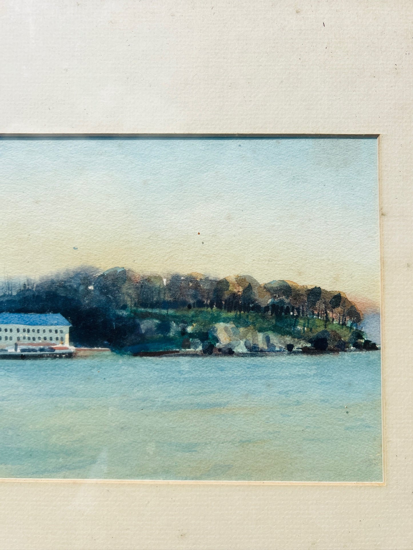 Vintage Wood Framed Lake Scene Watercolor Artwork