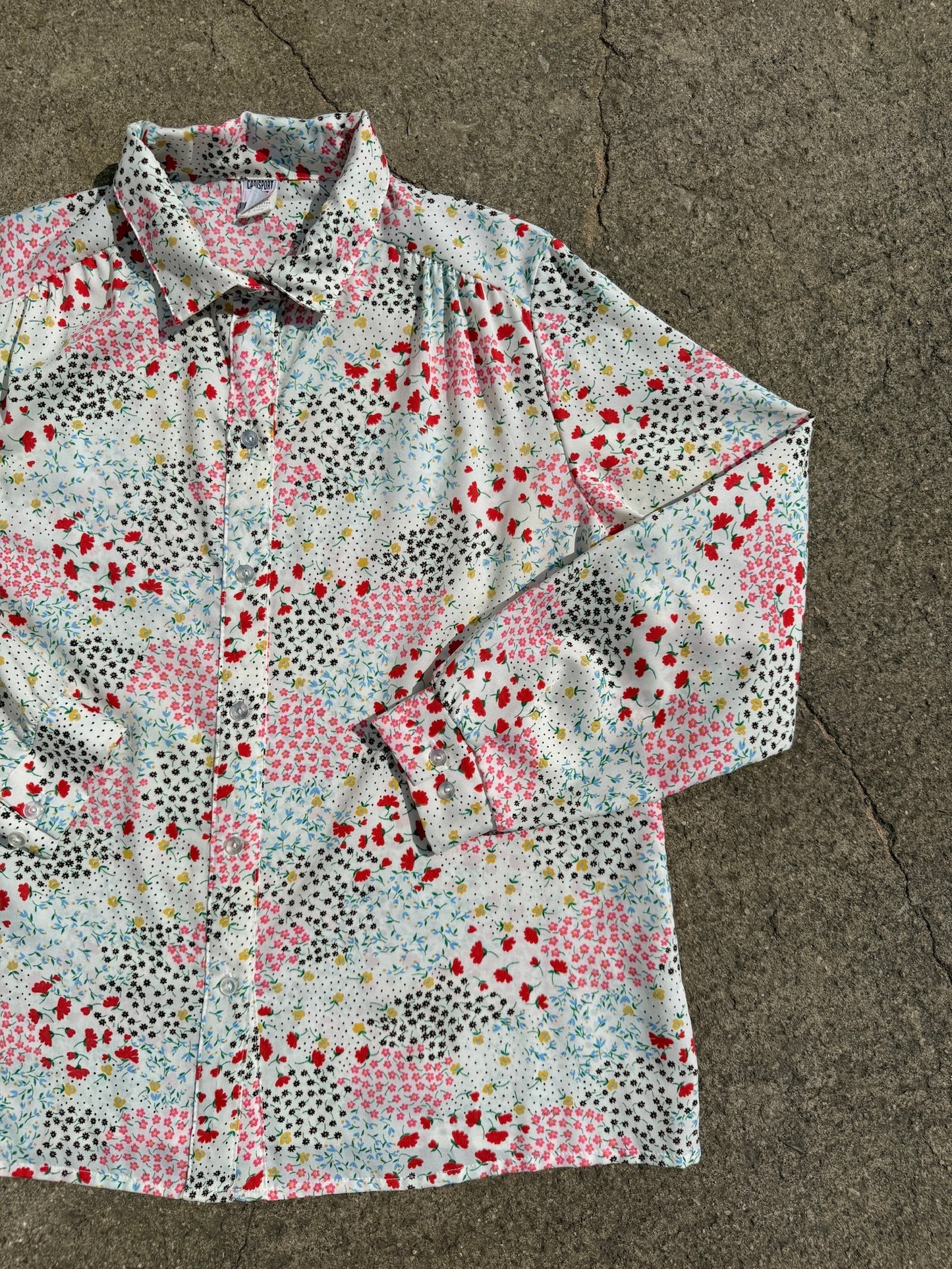 80's Cadisport Brand Floral Blouse | L