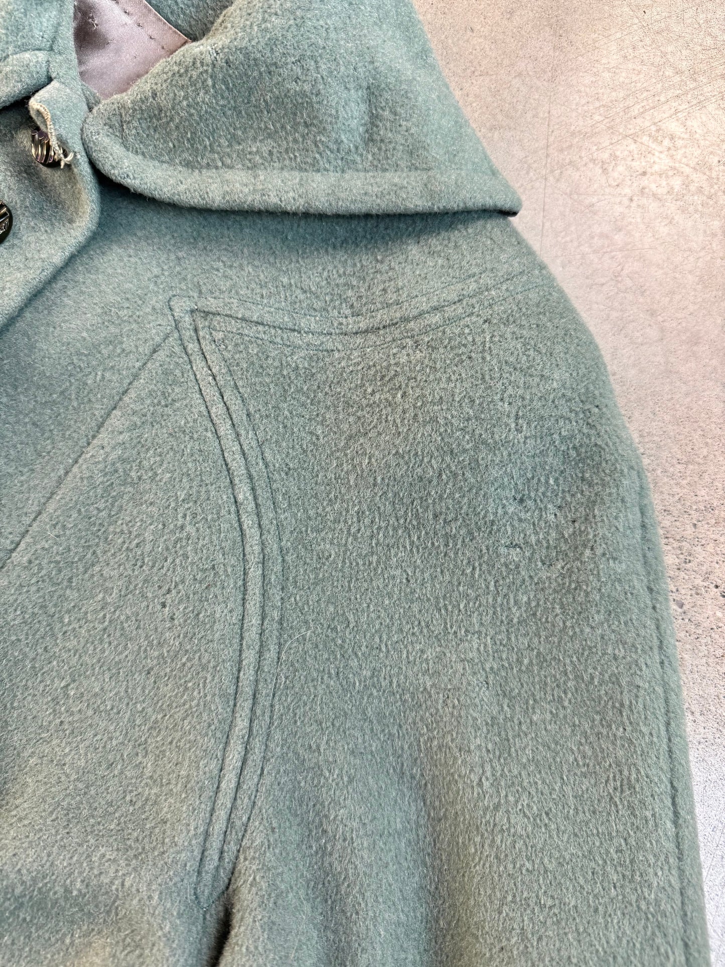 Vintage 1940s Miss Mode Mint Green Wool Swing Coat | Medium