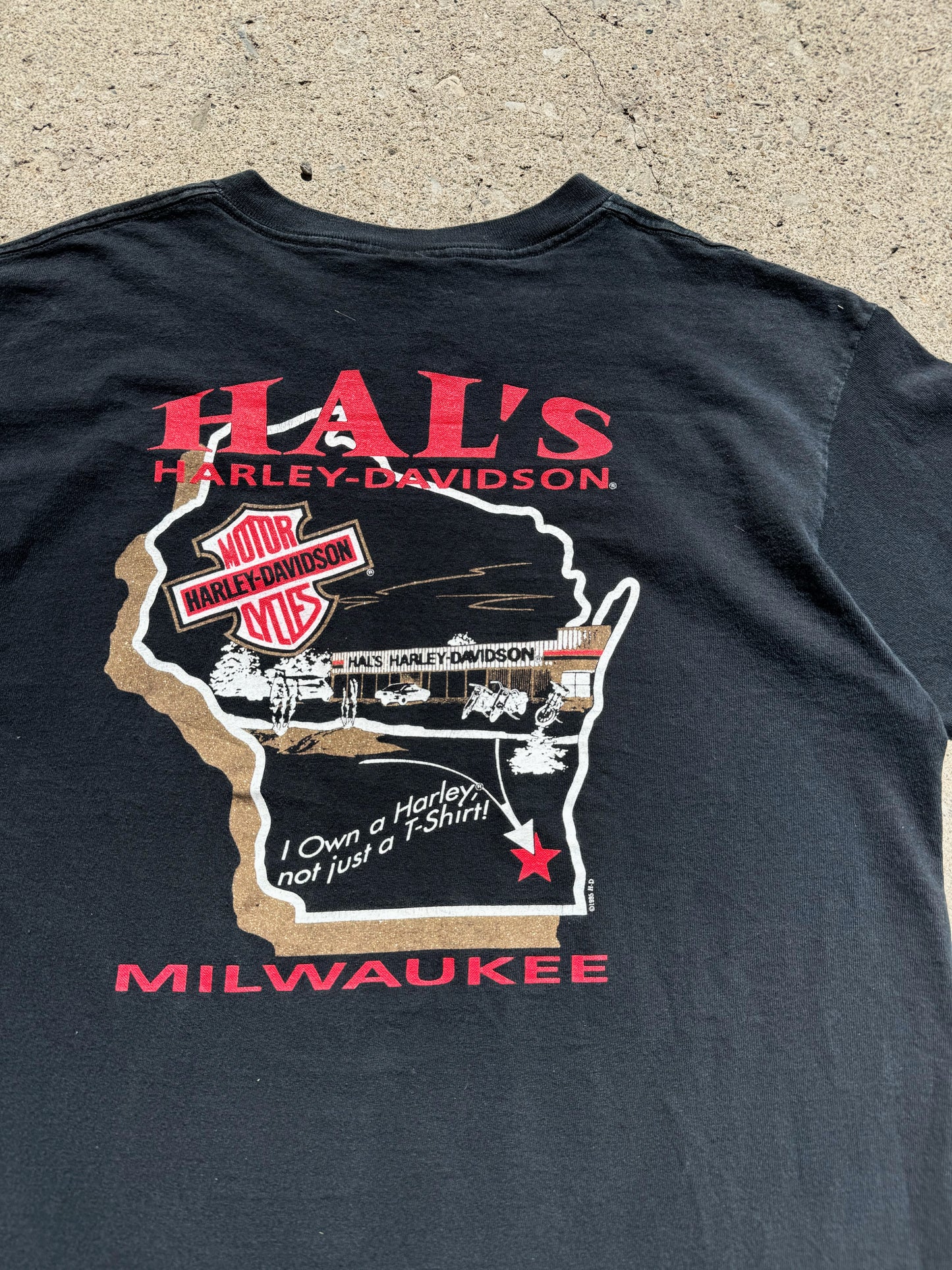 Vintage 1990s Harley Davidson Milwaukee Two-Sided Graphic Tee | Large