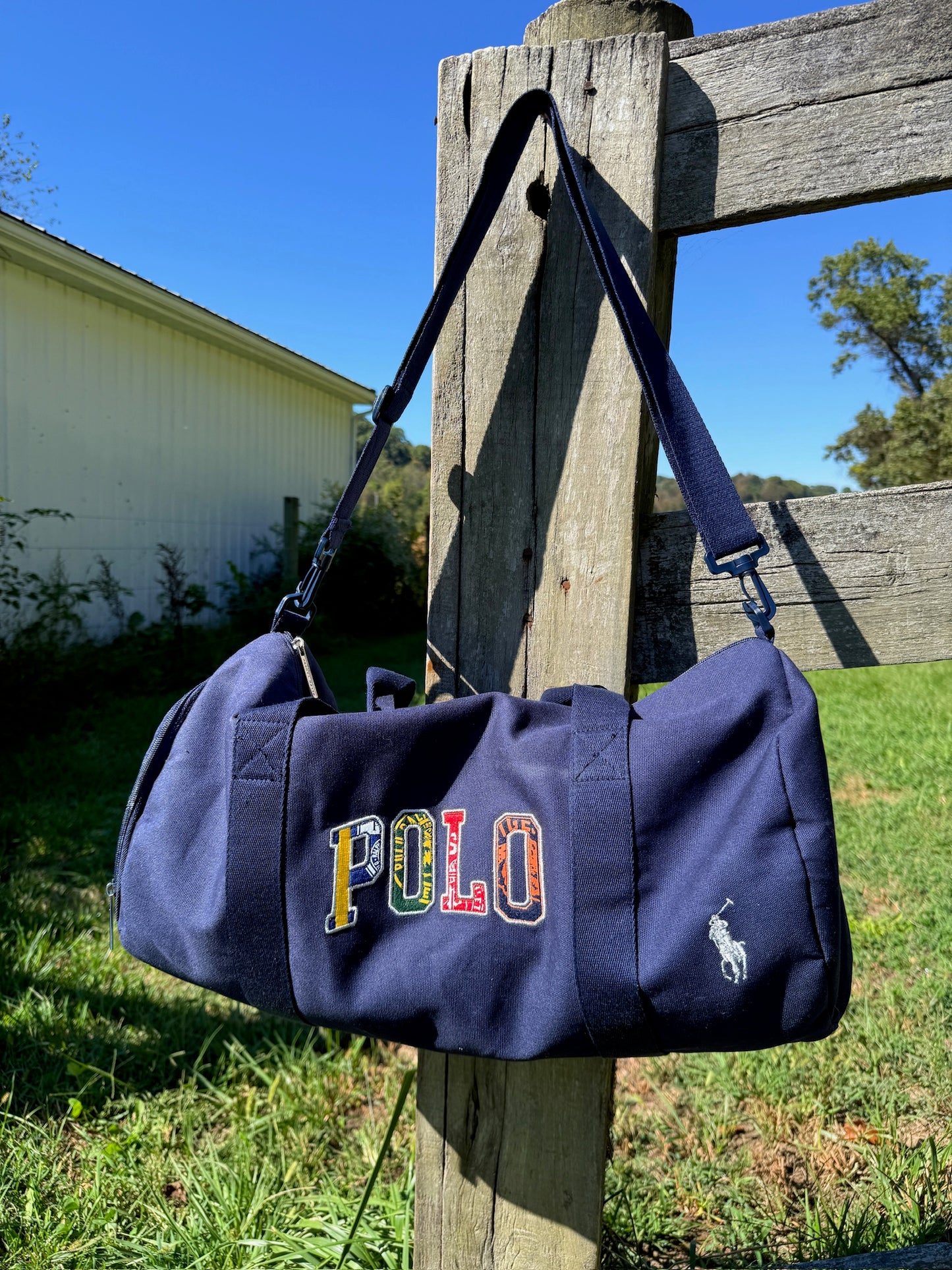 Polo Ralph Lauren Navy Blue Embroidered Duffle Bag