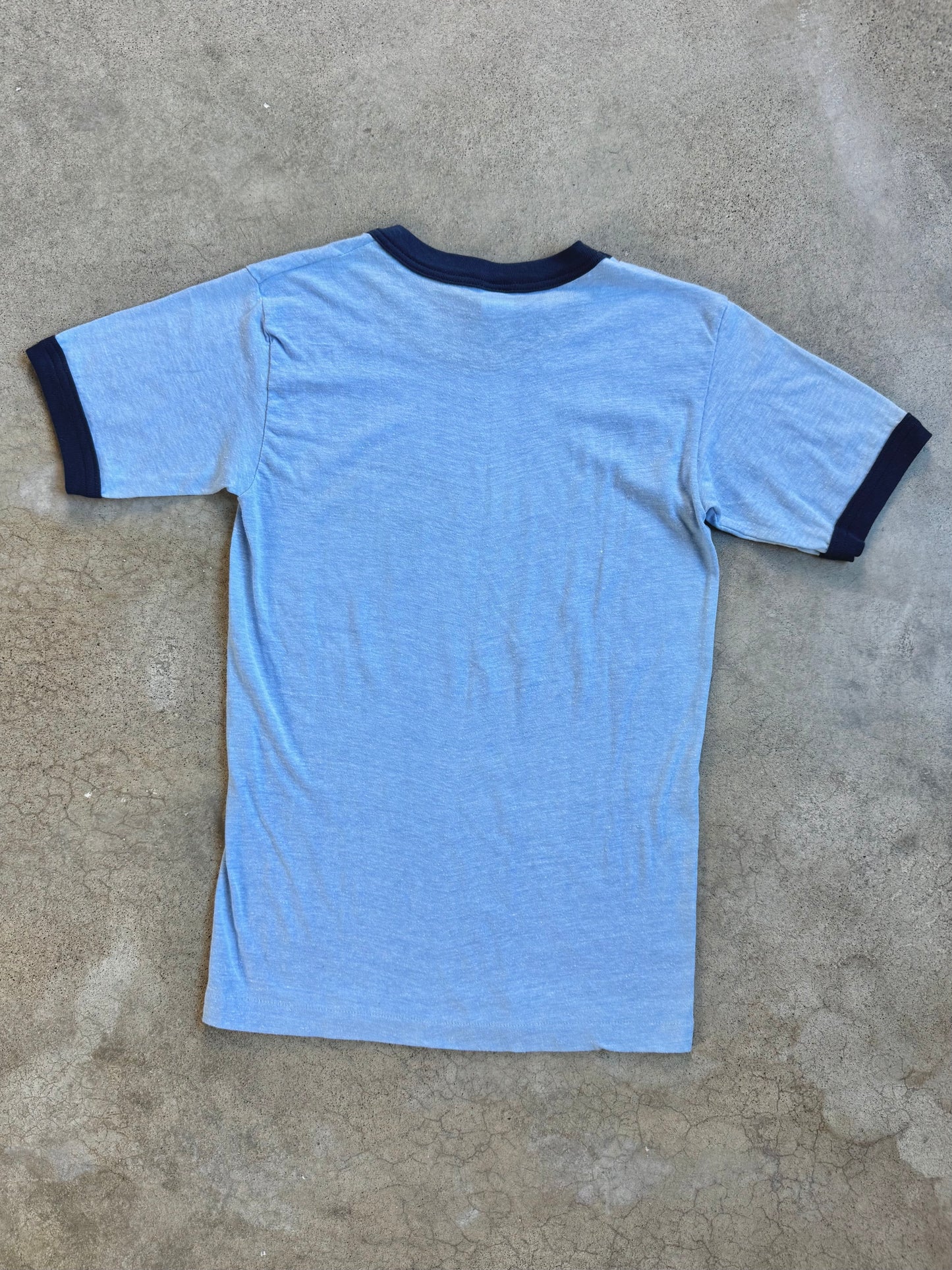 Vintage 1980s Moosehead Lake Maine Blue Ringer Tee | Small