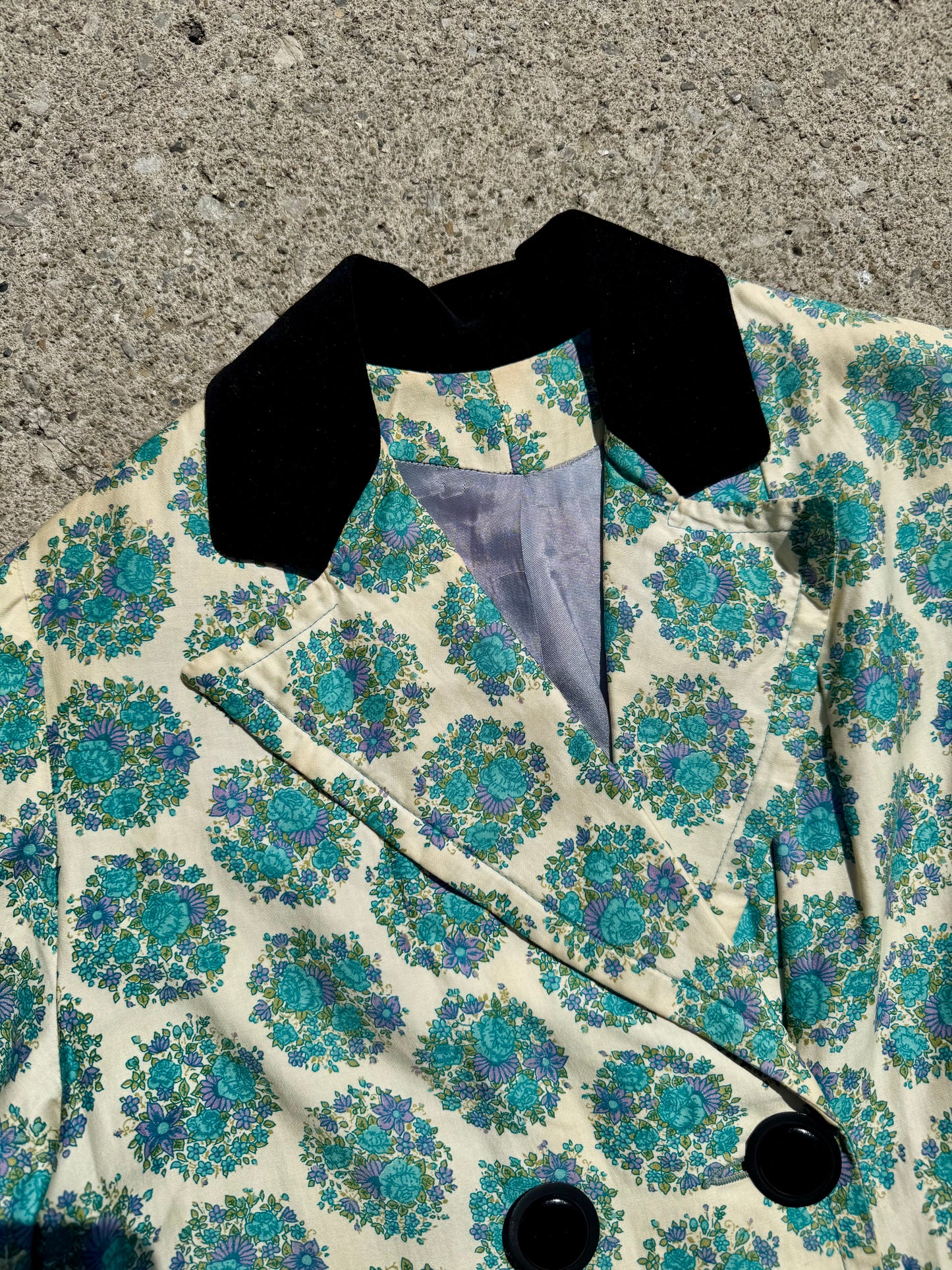 Vintage 1960s Floral Double-Breasted Spring Coat | Medium