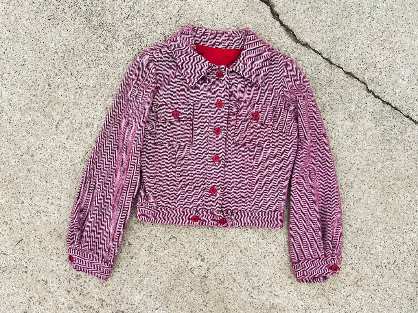 Vintage 1960s Cropped Tweed Button Up Jacket | S/M