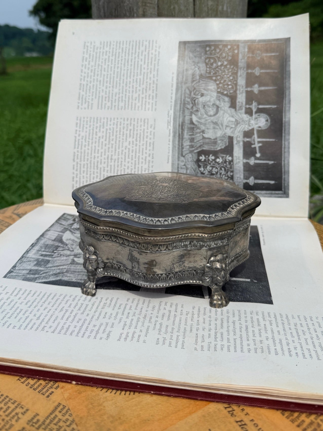 Vintage 1950s Silver-Plated Velvet Lined Trinket Box
