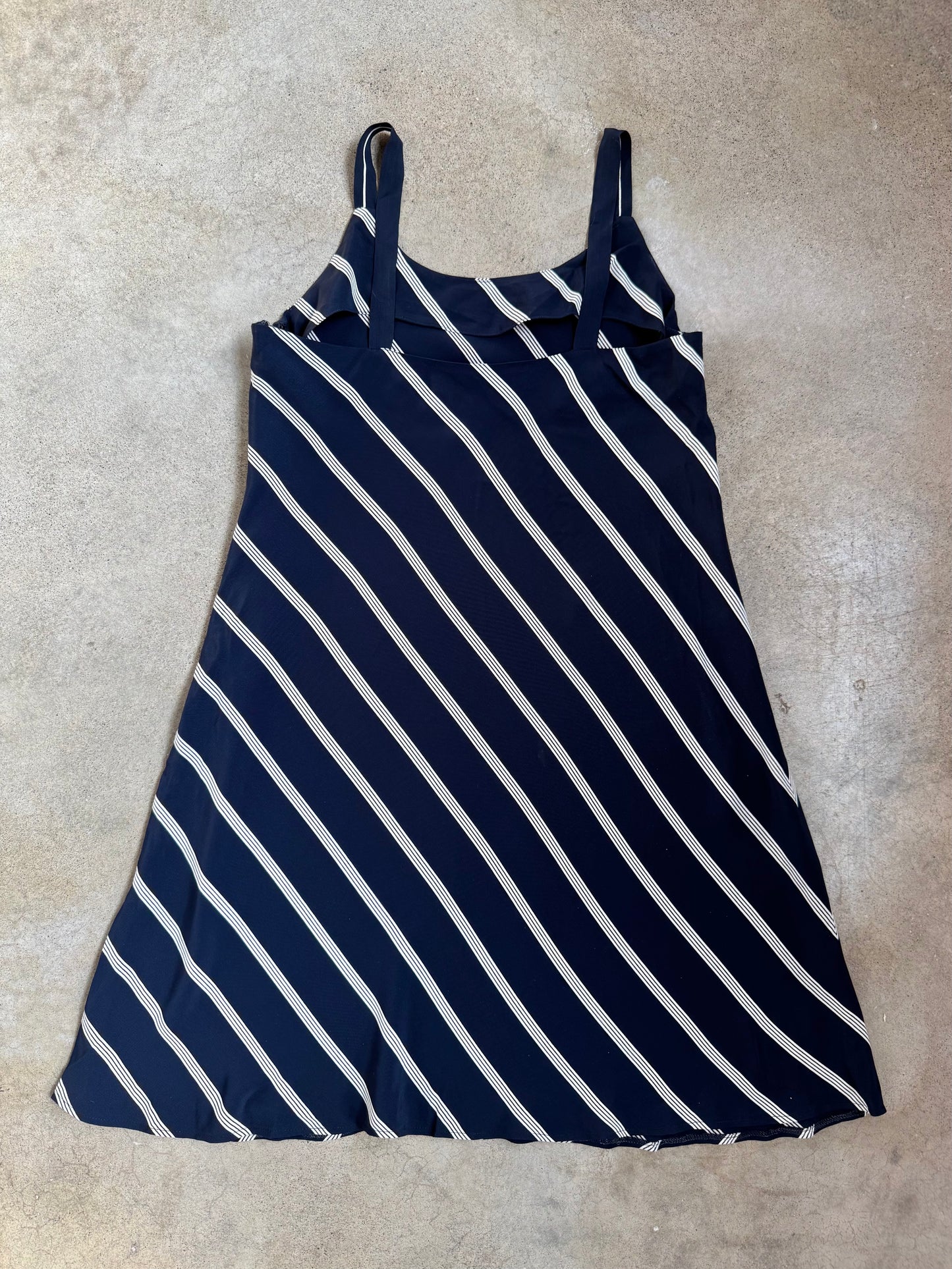 Vintage 1990s Ralph by Ralph Lauren Navy Striped Mini Dress | Small