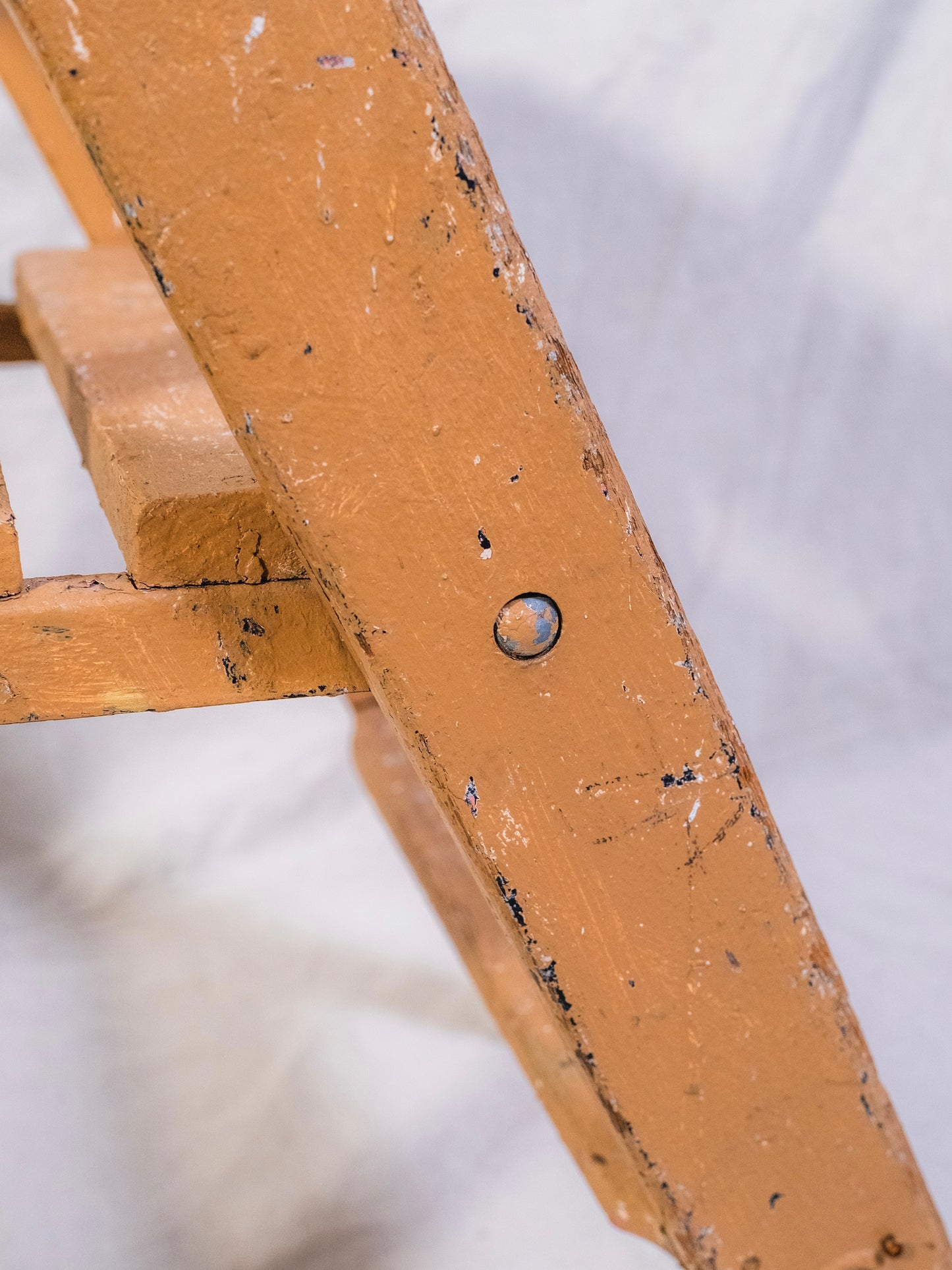 Vintage 1930s Wood Painted Distressed Step Ladder