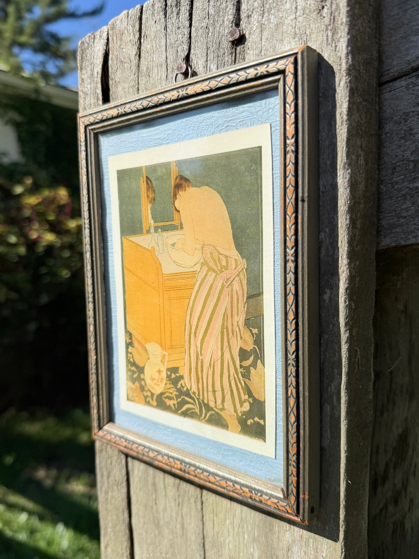Vintage 1970s Framed Mary Cassatt "Woman Bathing" Print Art
