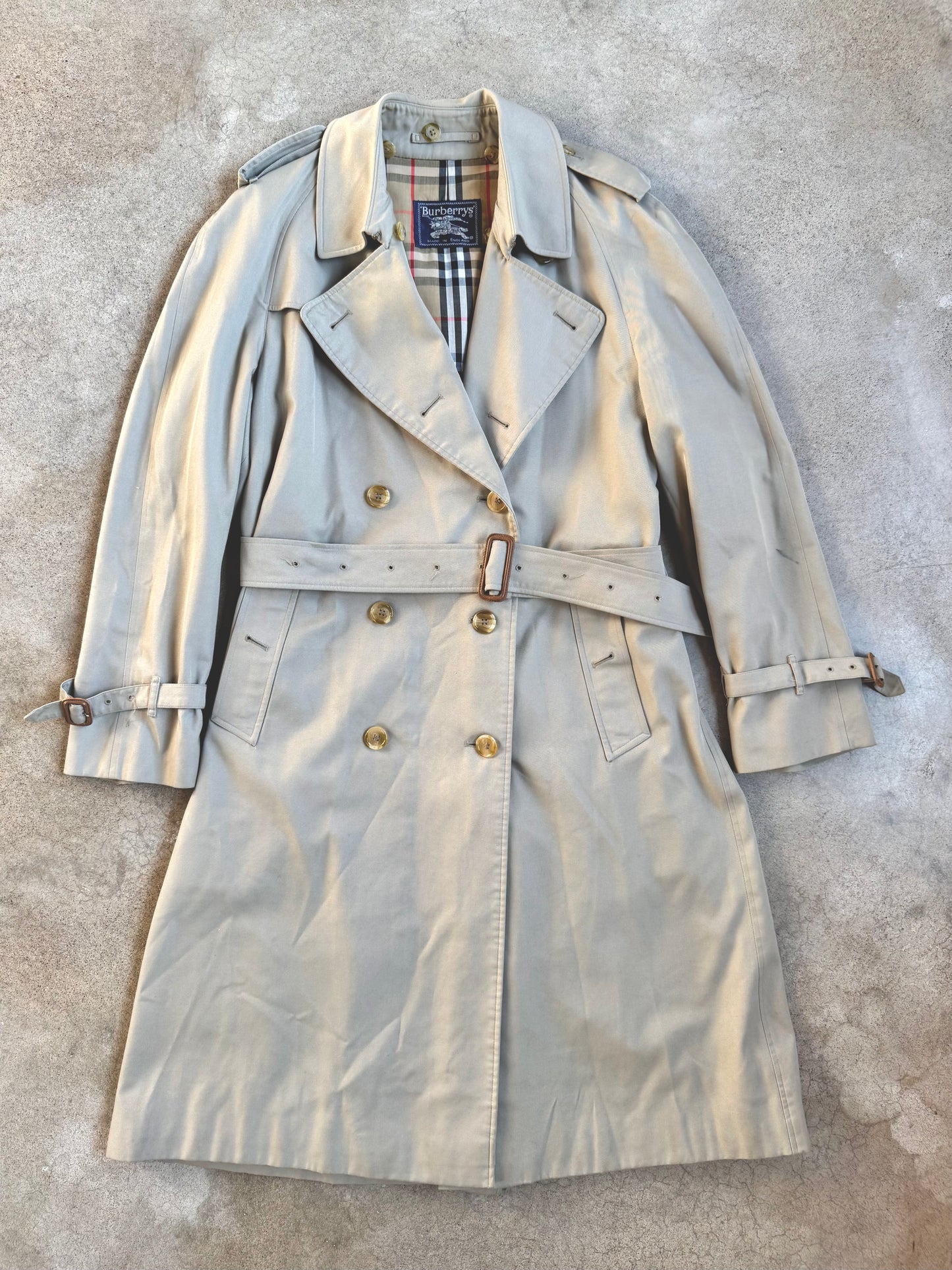 Vintage 1980s Classic Burberry’s Beige Canvas Trench Coat | L/XL
