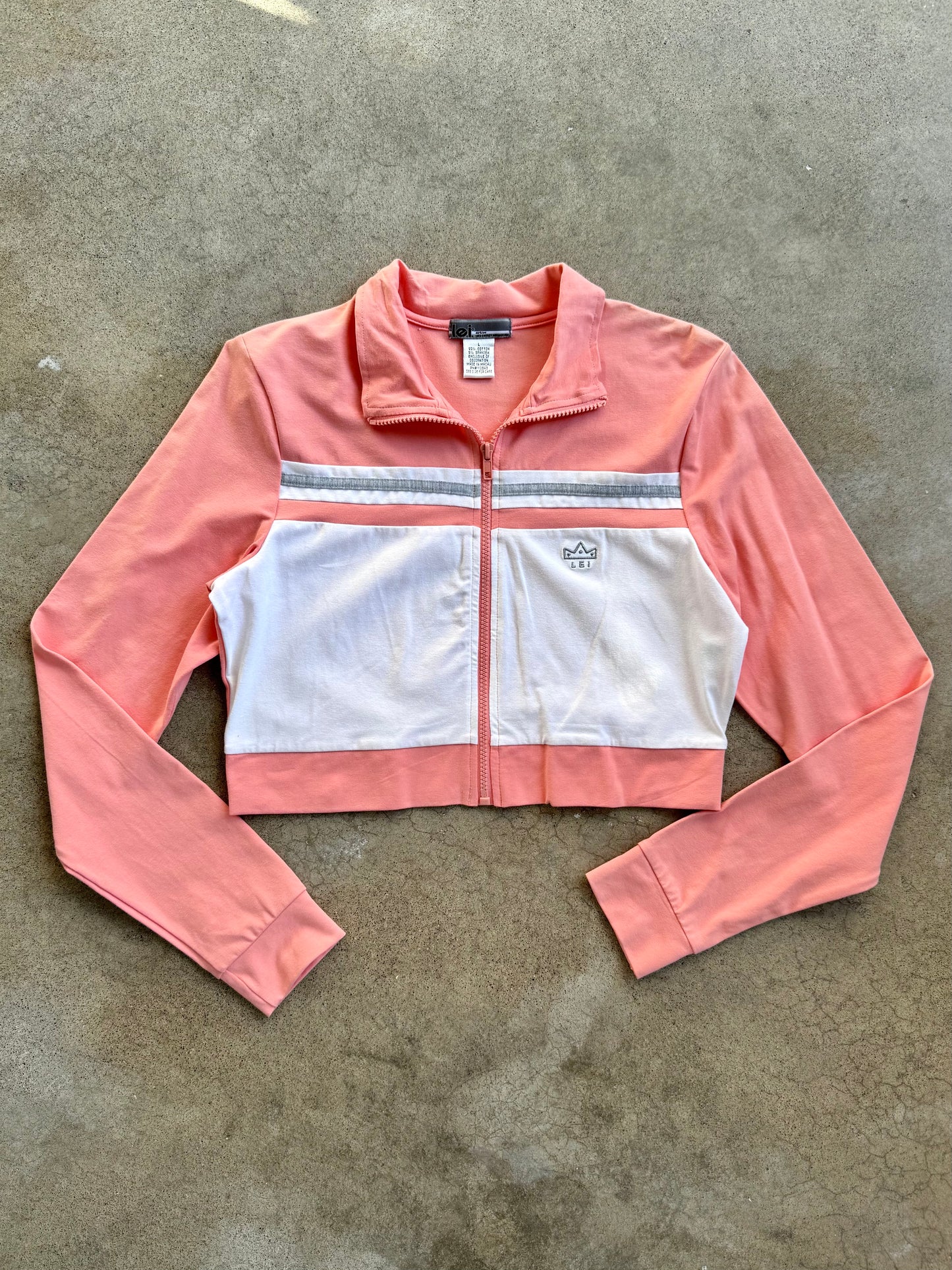 2000s L.E.I. Two-Tone Cropped Zip-Up Athletic Jacket | Large